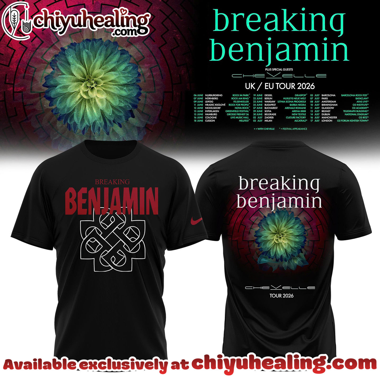 Breaking Benjamin - EUUK Tour 2026 Collection Hoodie, Tshirt, Sweatshirt - Ver 5