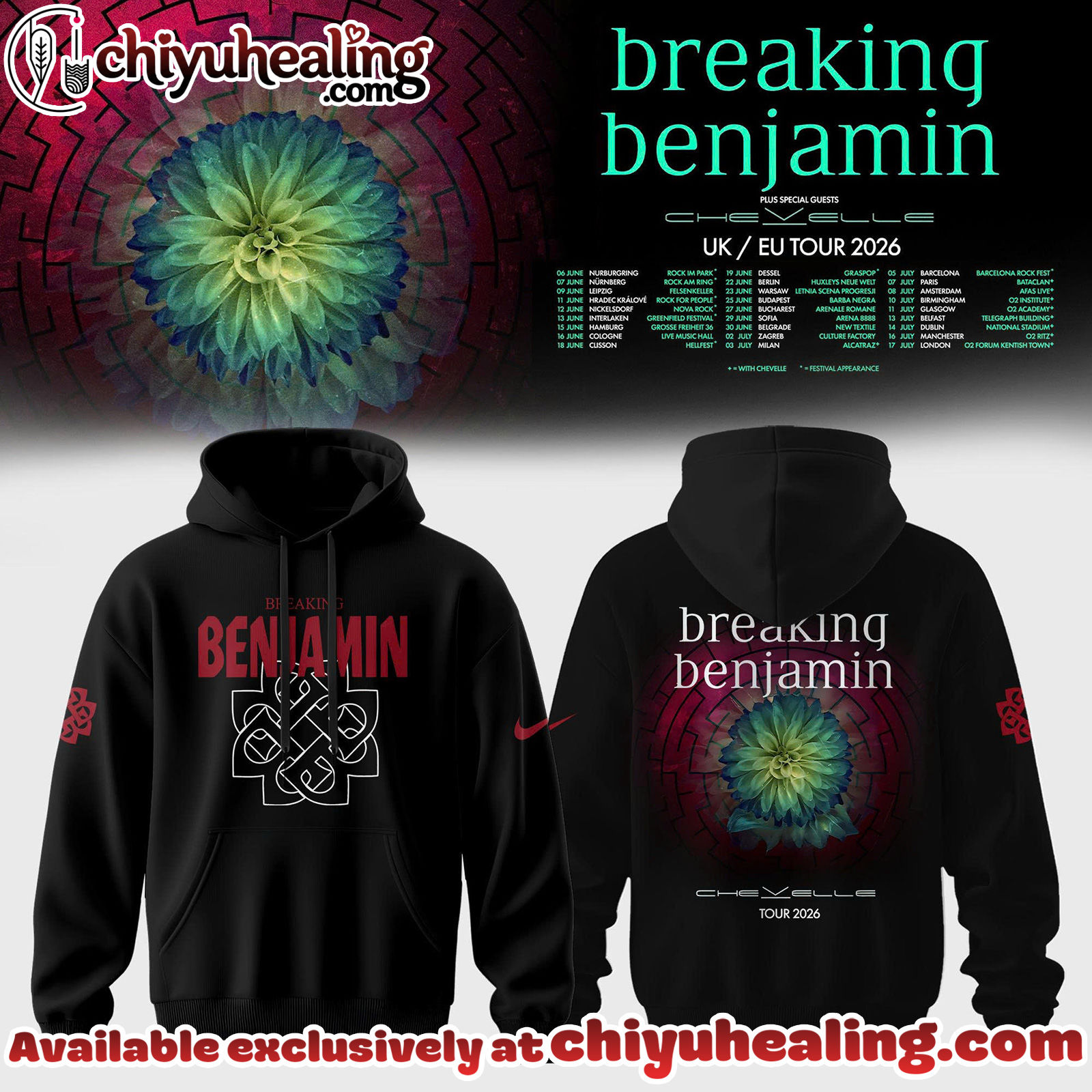 Breaking Benjamin - EUUK Tour 2026 Collection Hoodie, Tshirt, Sweatshirt - Ver 4