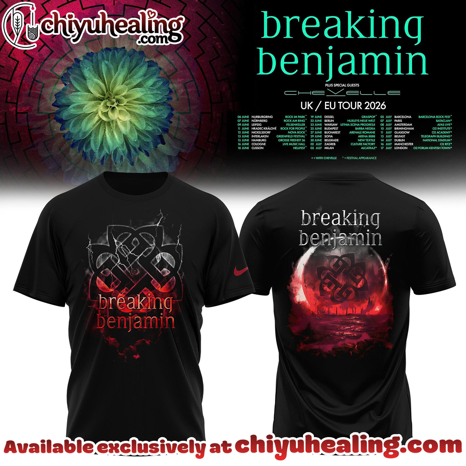 Breaking Benjamin - EUUK Tour 2026 Collection Hoodie, Tshirt, Sweatshirt - Ver 6