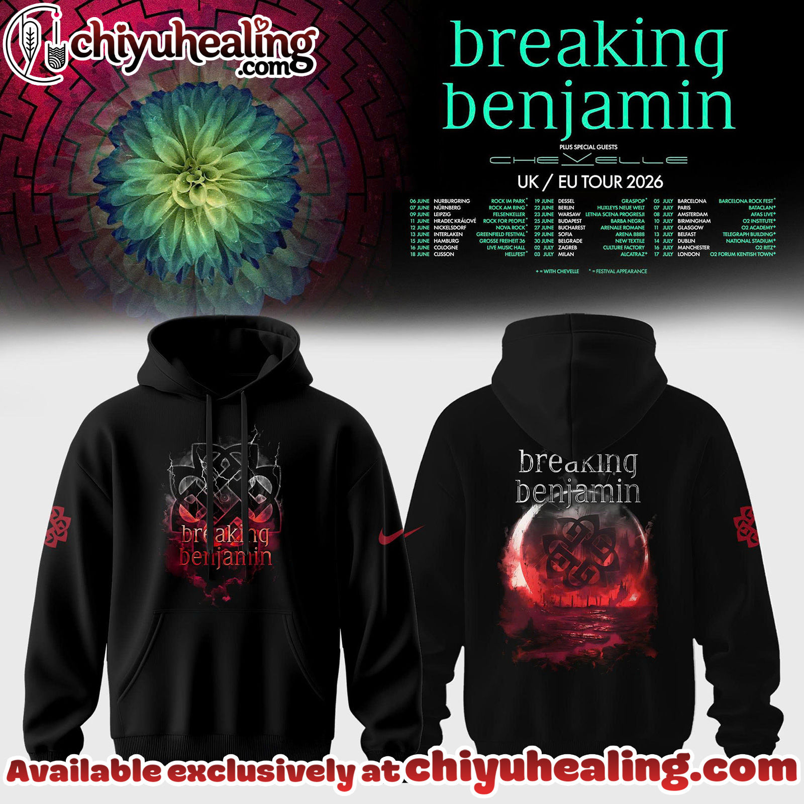 Breaking Benjamin - EUUK Tour 2026 Collection Hoodie, Tshirt, Sweatshirt - Ver 3