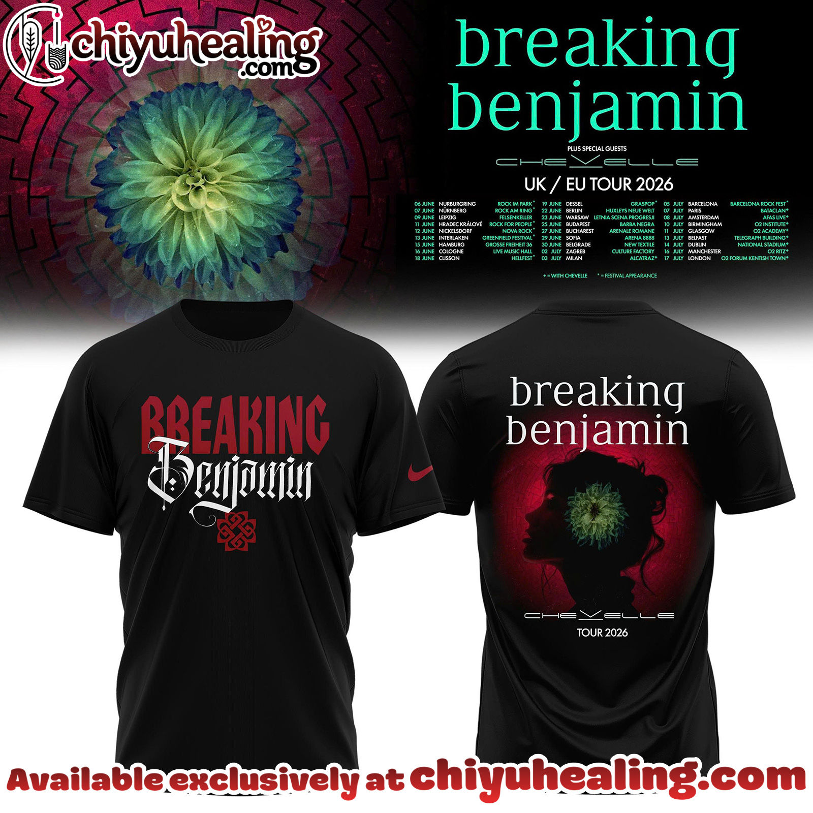 Breaking Benjamin - EUUK Tour 2026 Collection Hoodie, Tshirt, Sweatshirt - Ver 2