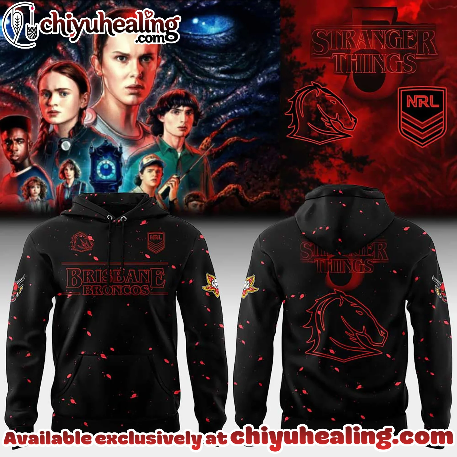 Brisnane Broncos Stranger Things 5 NRL - All Team NRL - Hoodie, Shirt, Sweatshirt