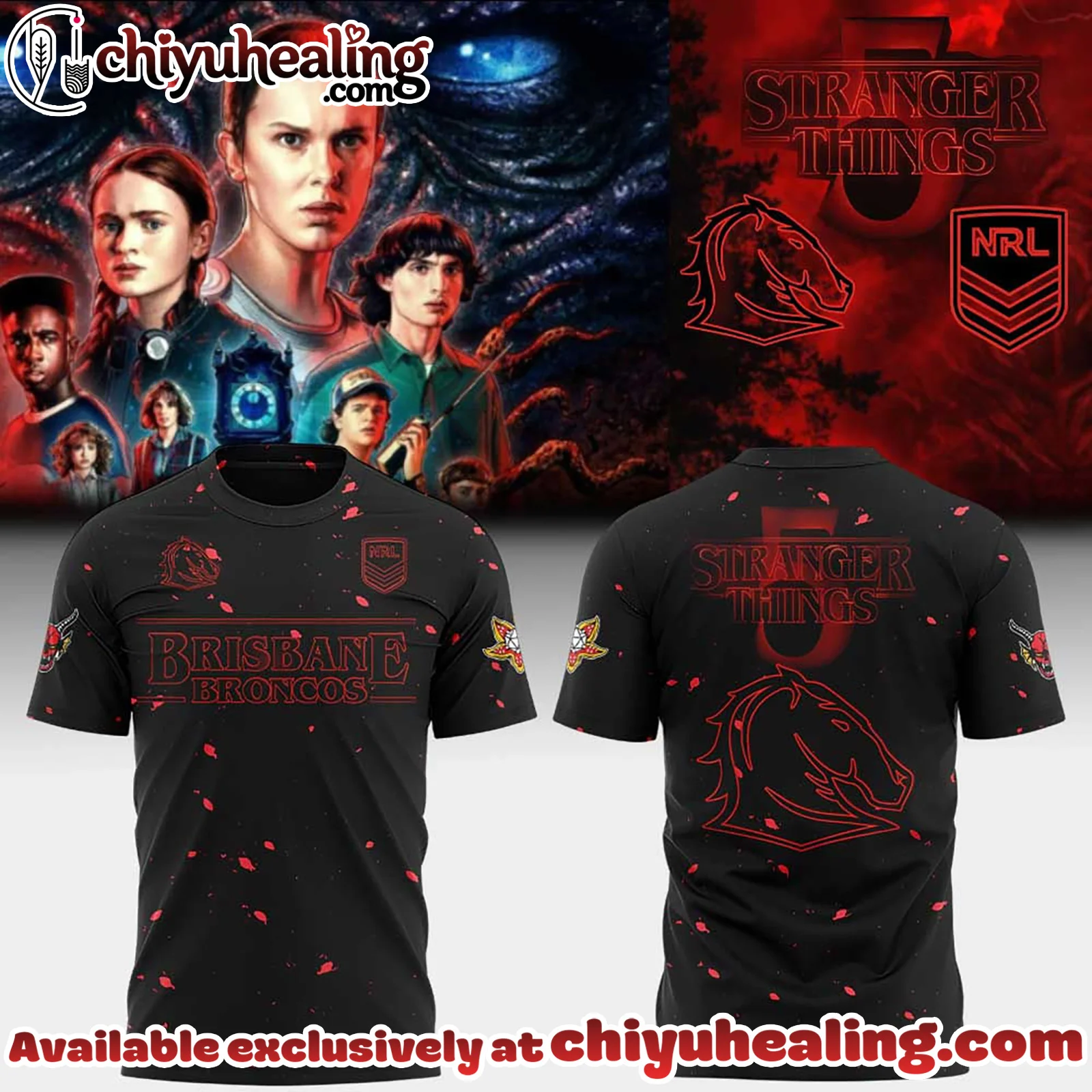 Brisnane Broncos Stranger Things 5 NRL - All Team NRL Shirt, Hoodie, Sweatshirt