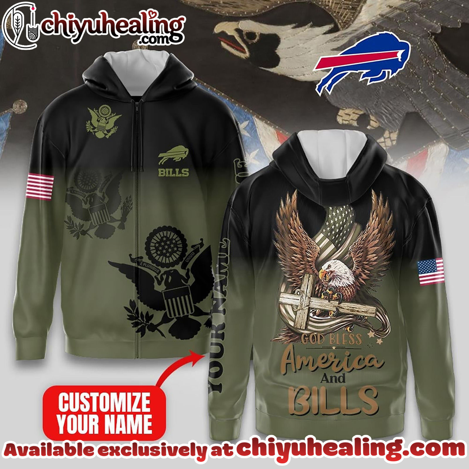 Buffalo Bills Premium NFL God Bless America Zip Hoodie, T-shirt, Sweatshirt