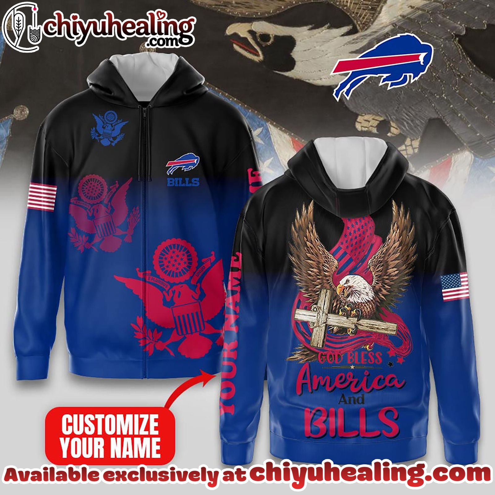 Buffalo Bills Premium NFL God Bless America Zip Hoodie, T-shirt, Sweatshirt - Ver 2