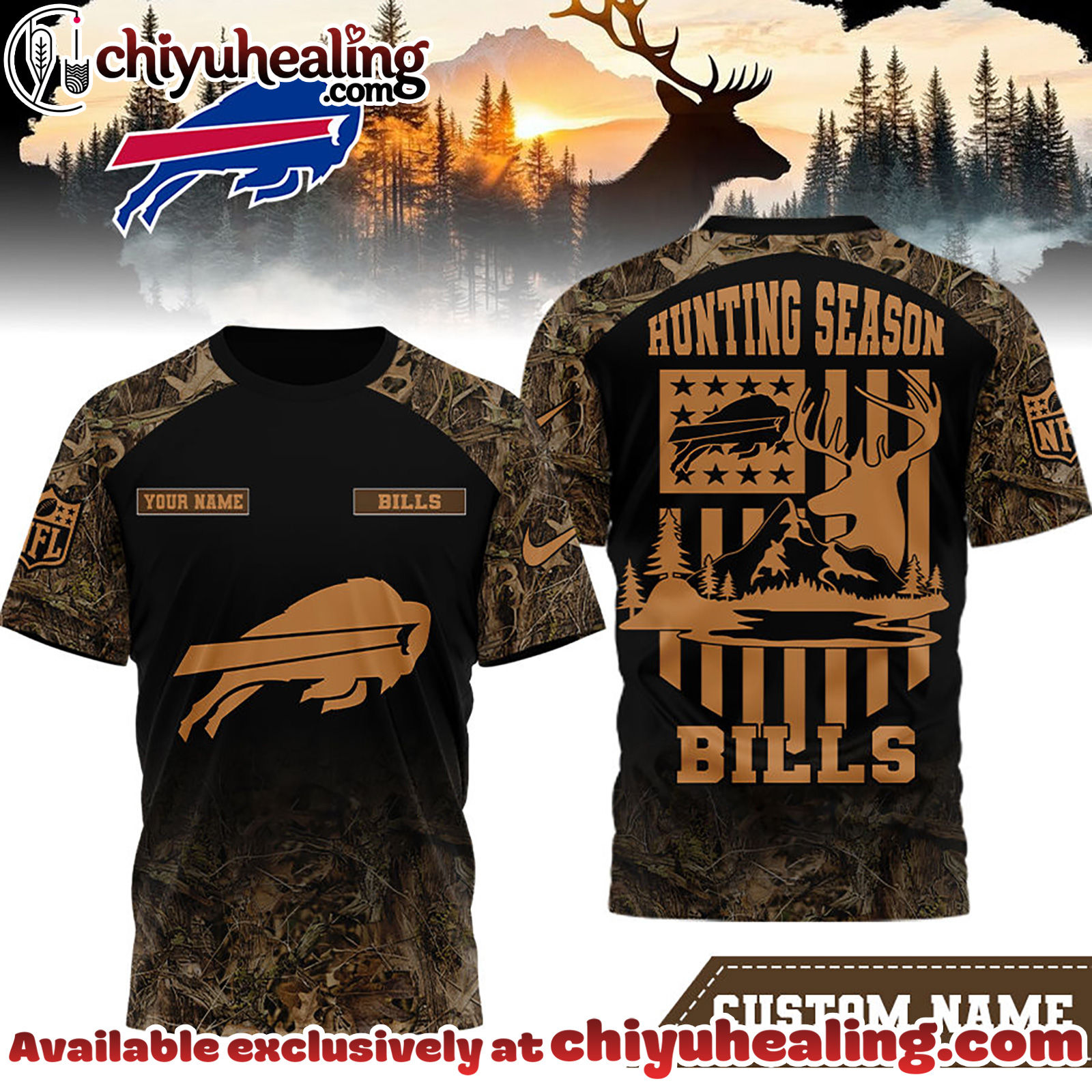 Buffalo Bills Premium NFL Hunting Season 3D Shirt