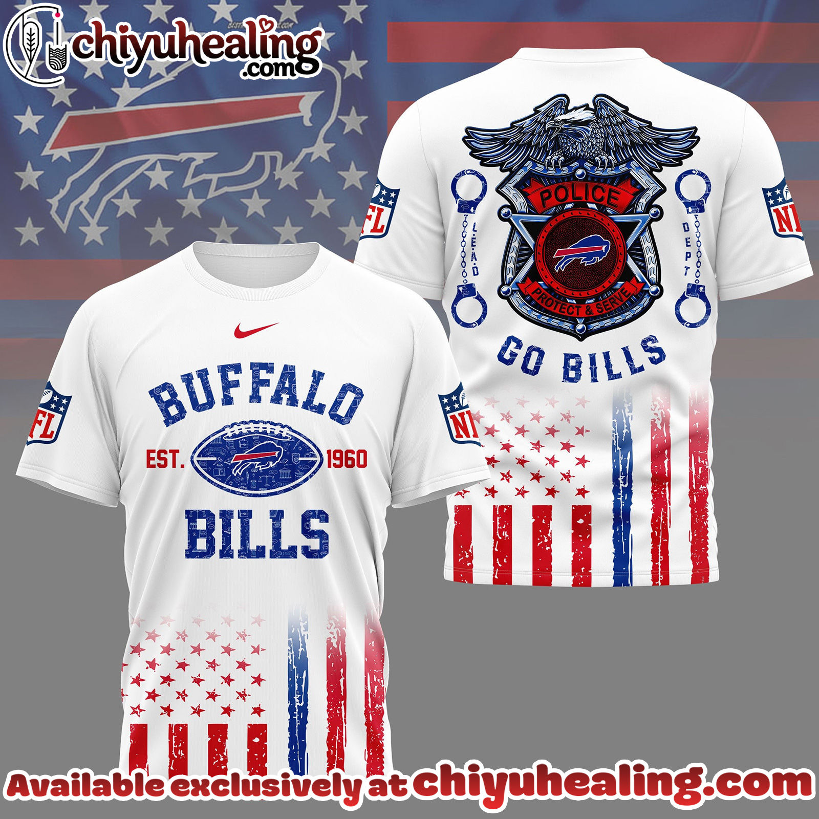 Buffalo Bills Premium NFL Law Enforcement Tribute 3D Shirt