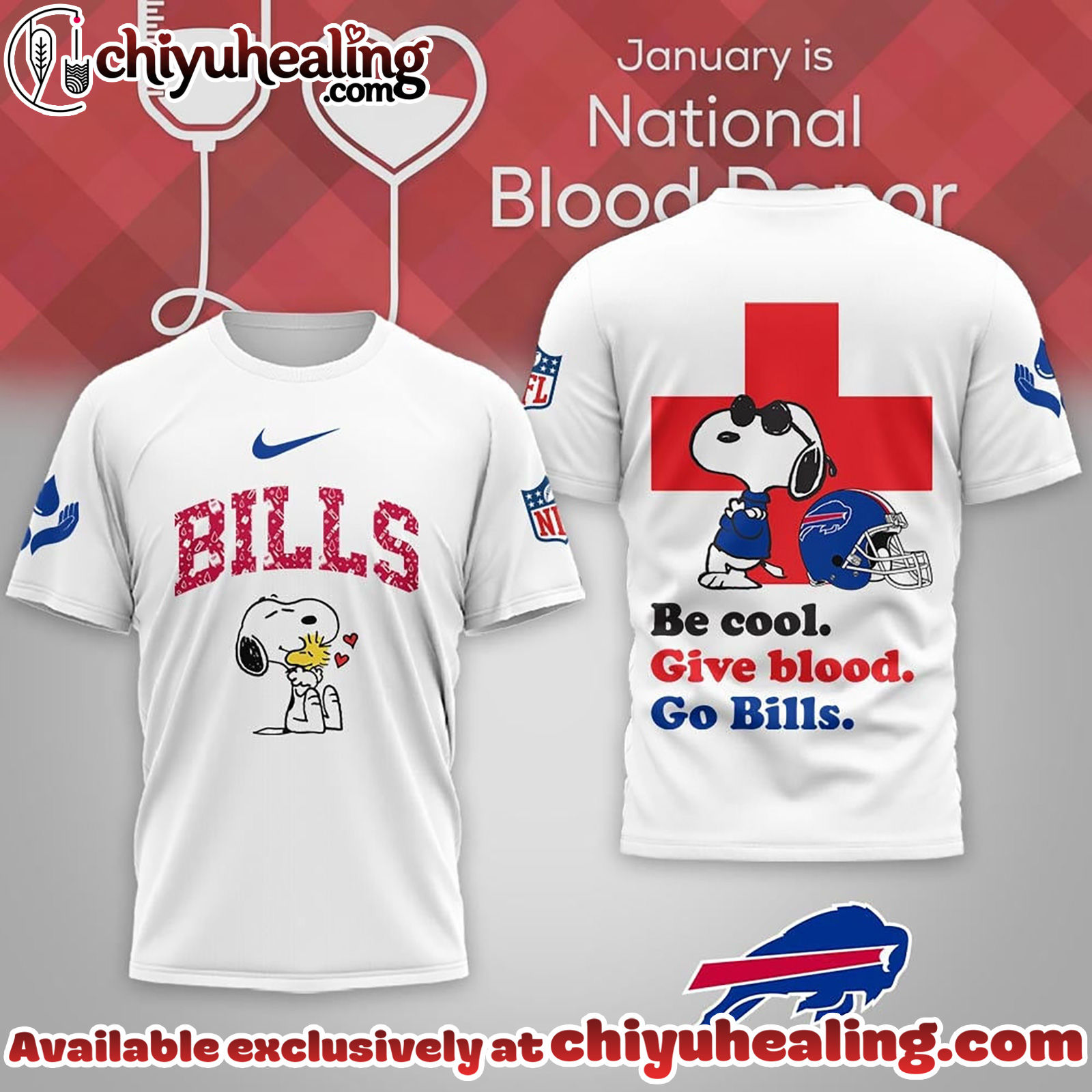 Buffalo Bills Premium NFL Snoopy Blood Donor Awareness Month Tshirt, Sweatshirt, Hoodie