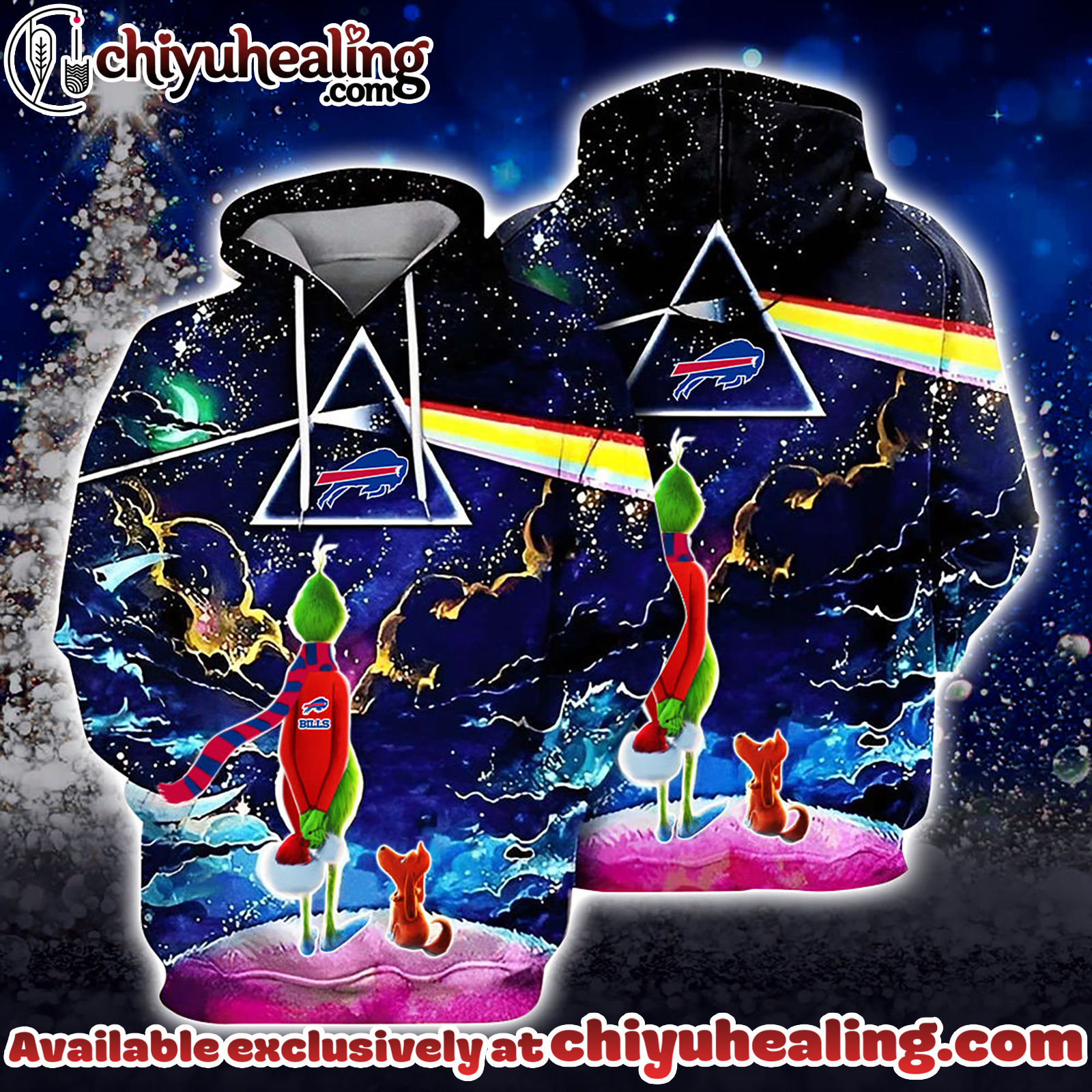 Buffalo Bills x Grinch And Pink Floyd Football Hoodie, T-Shirt, Sweatshirt, All Team NFC Limited Edition-3D