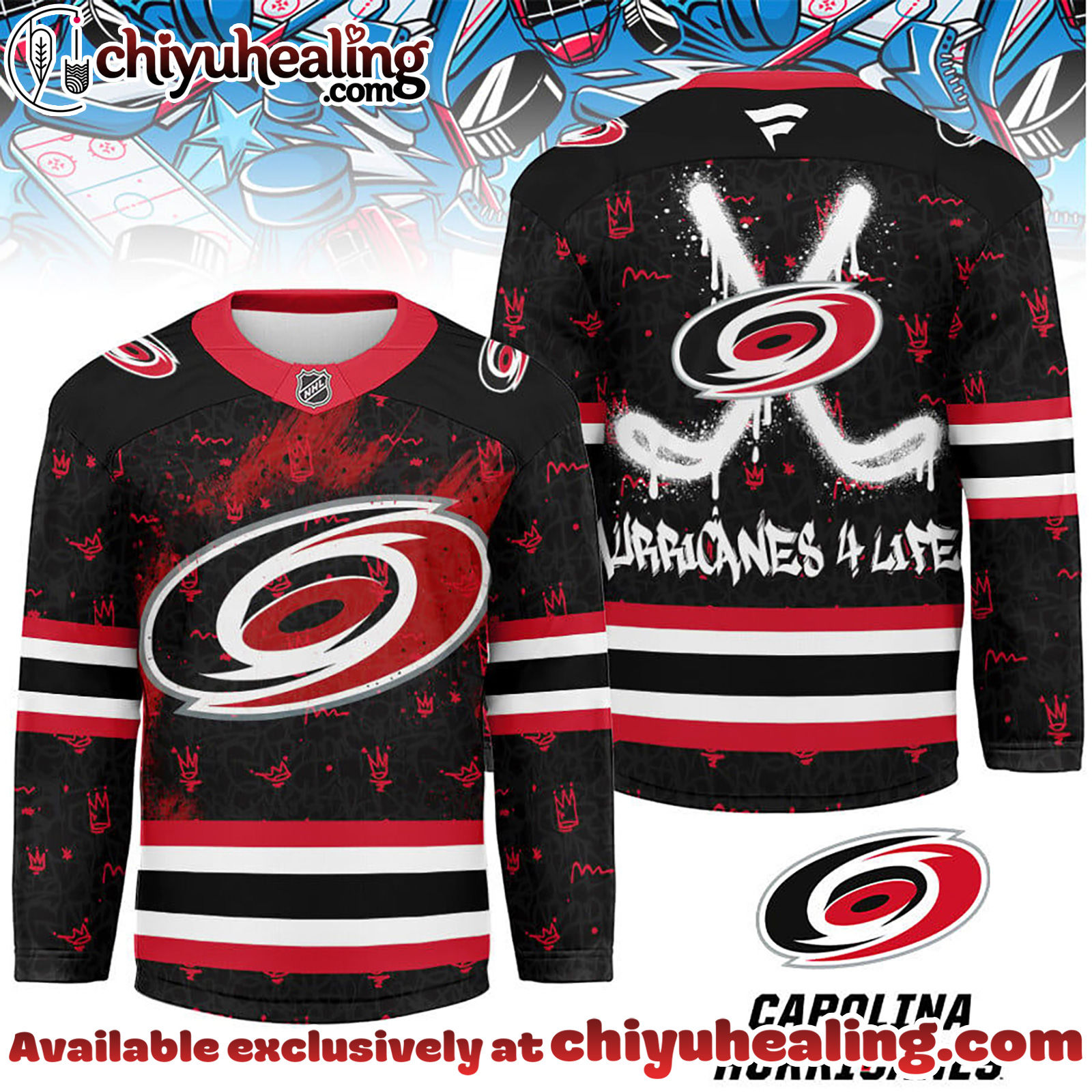 Carolina Hurricanes Premium NHL Graffiti My Team 4 Life Hockey Jersey