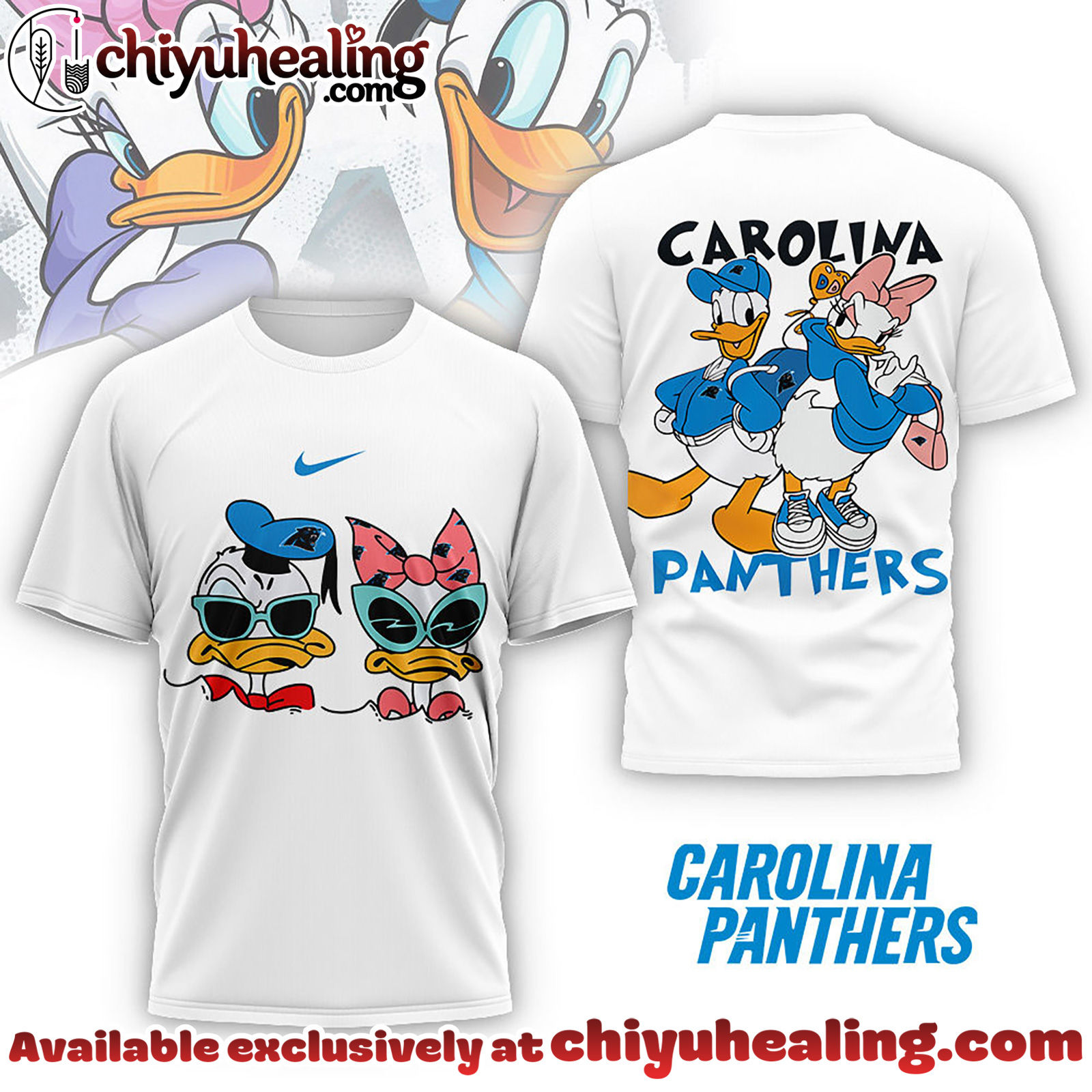 Carolina Panthers Premium NFL Donald And Daisy 3D Tshirt, Sweatshirt, Hoodie