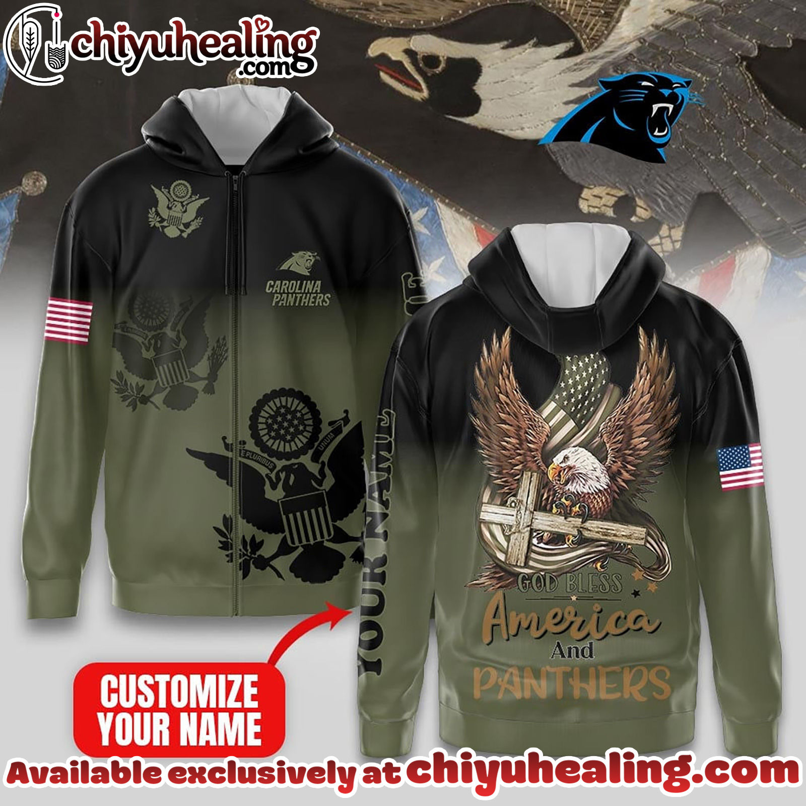 Carolina Panthers Premium NFL God Bless America Zip Hoodie, T-shirt, Sweatshirt