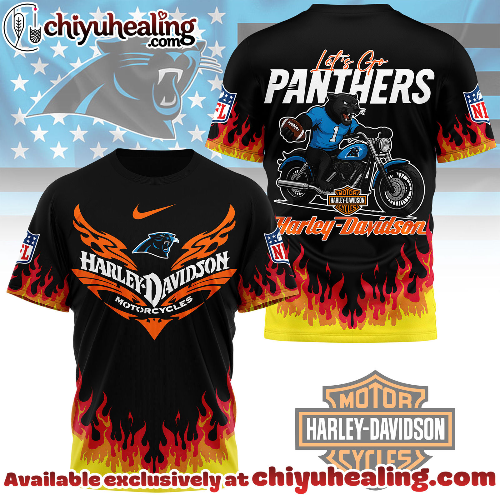 Carolina Panthers Premium NFL Harley Davidson Firewave 3D Shirt, Hoodie, Sweatshirt, All Team NFL