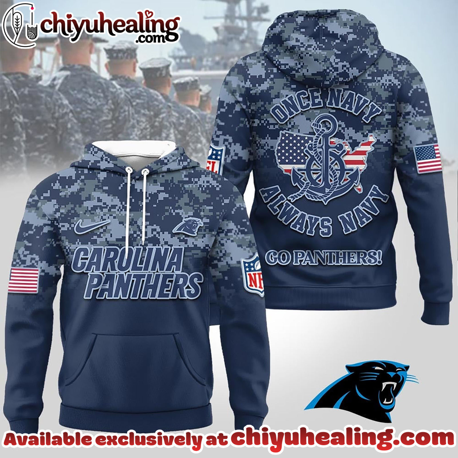 Carolina Panthers Premium NFL US Navy 3D Hoodie, Sweatshirt, T-Shirt, All Team NFL