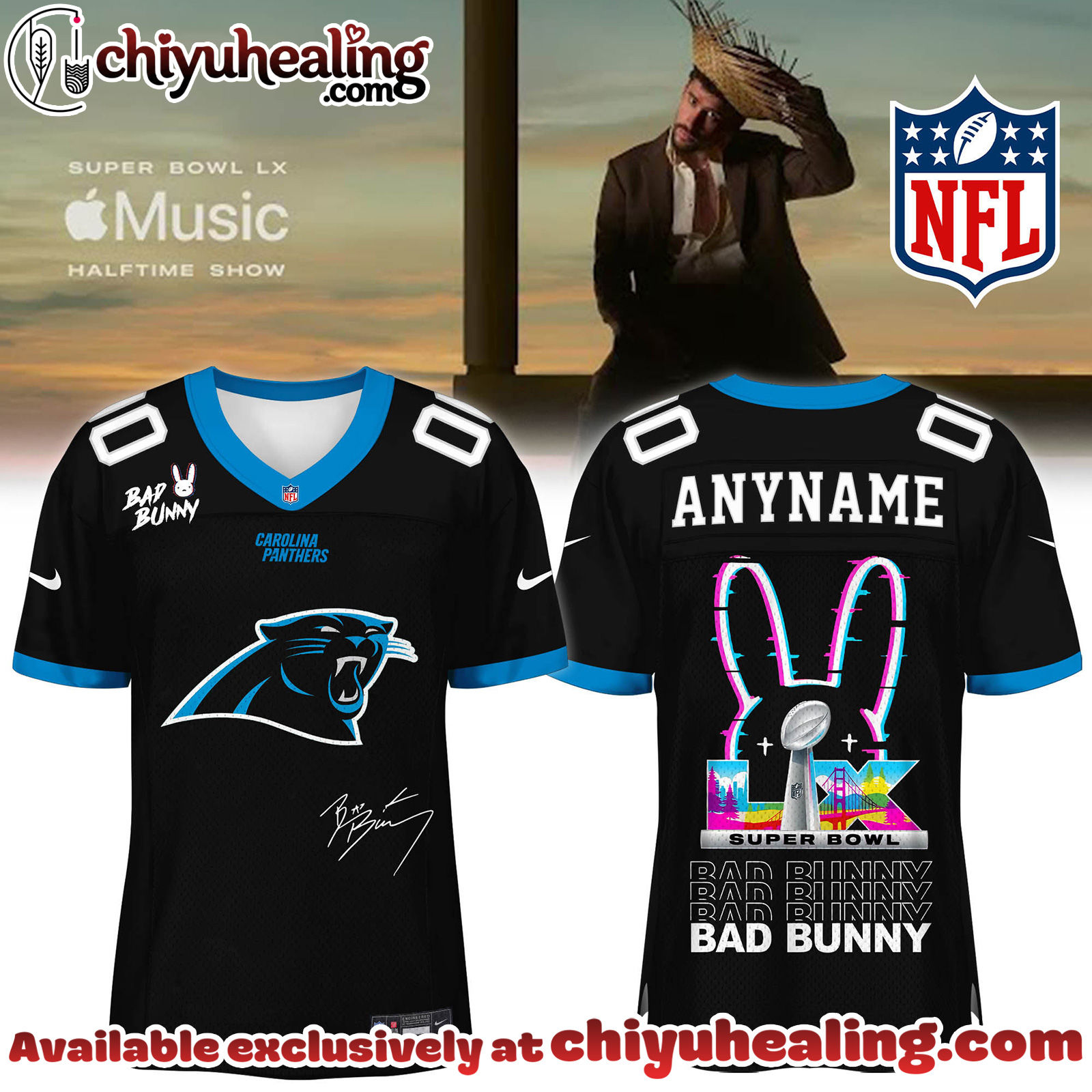Carolina Panthers x Bad Bunny Super Bowl Football Jersey Limited Edition