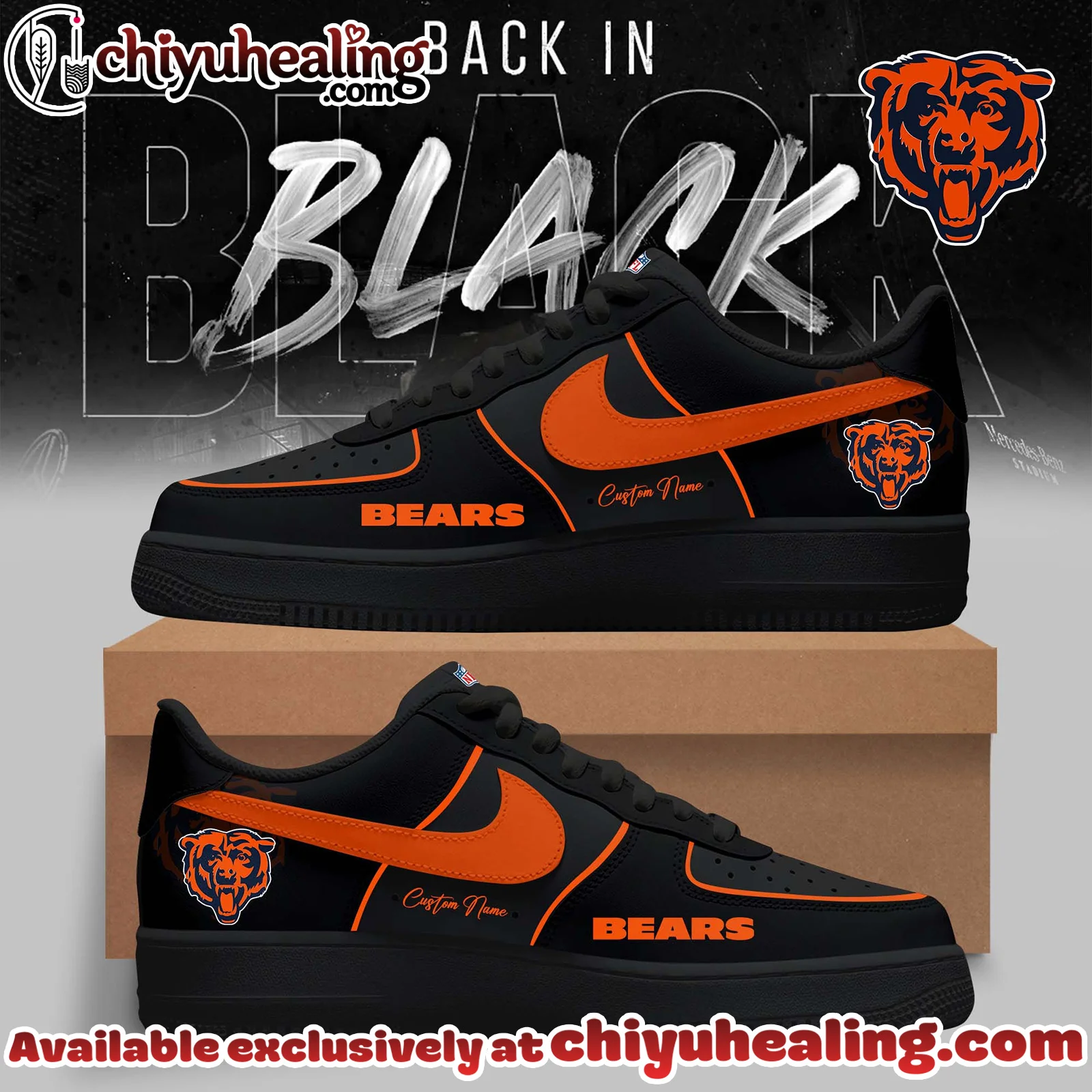 Chicago Bears - 2025 Back In Black Limited Edition Air Force 1