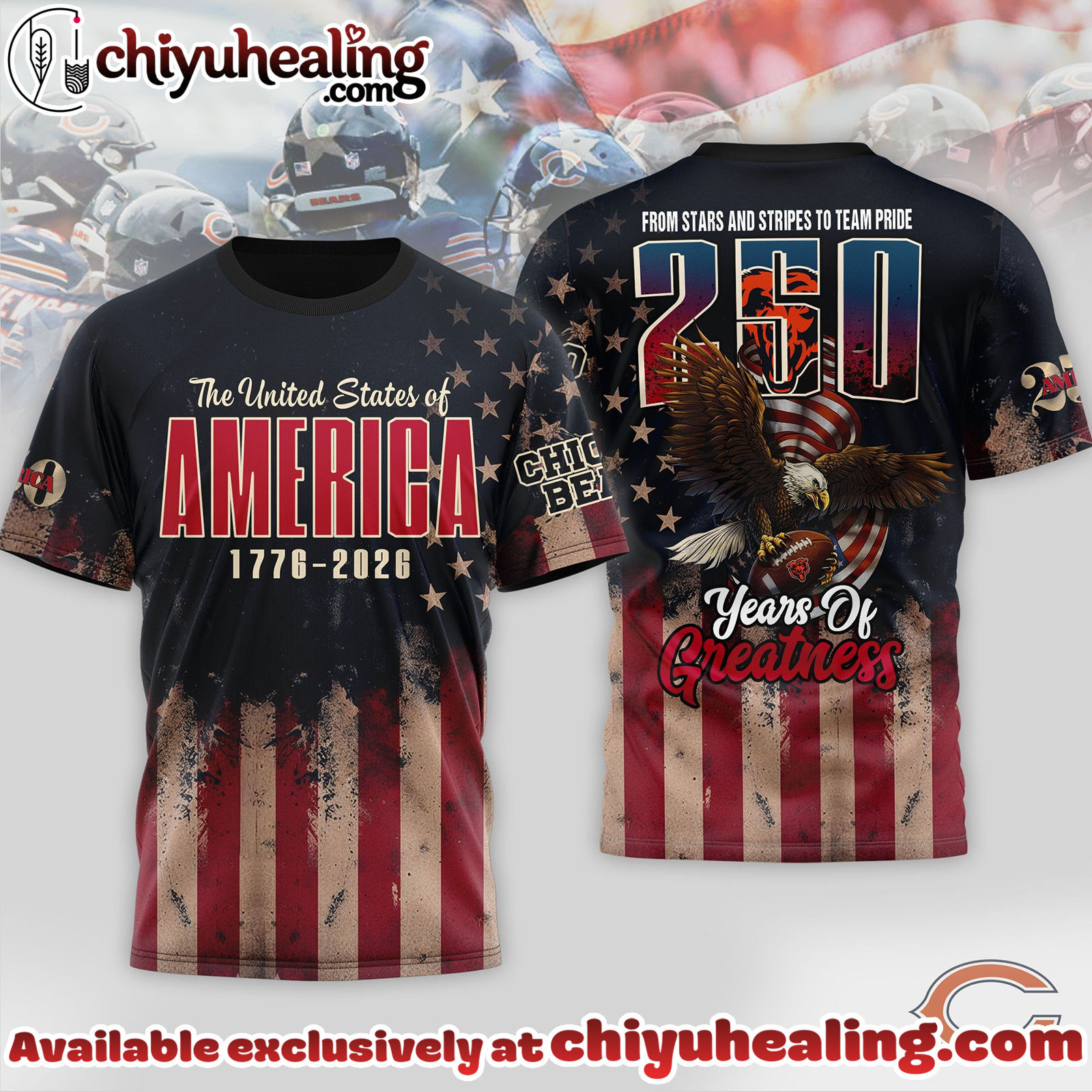Chicago Bears Premium NFL 250th Anniversary Of America 3D Shirt, Hoodie, Sweatshirt