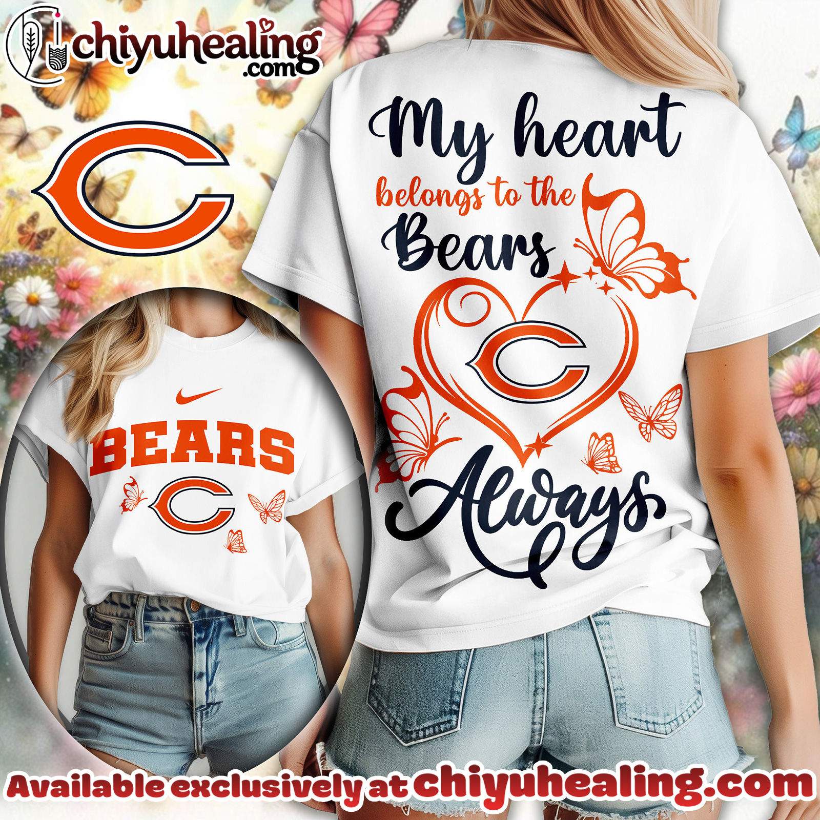 Chicago Bears Premium NFL Butterfly Women Shirt, Hoodie, Sweatshirt