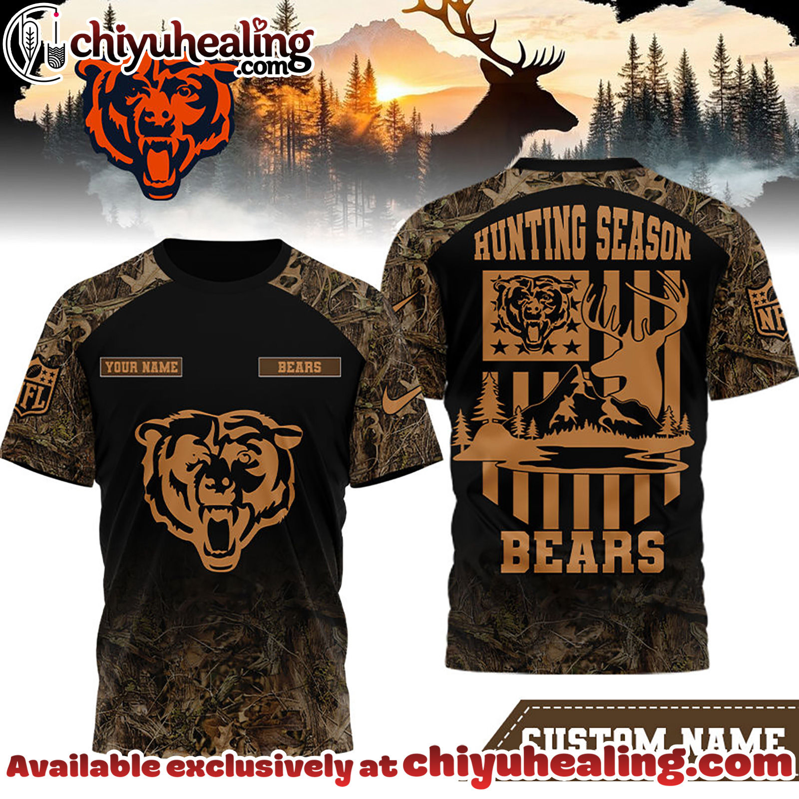 Chicago Bears Premium NFL Hunting Season 3D Shirt