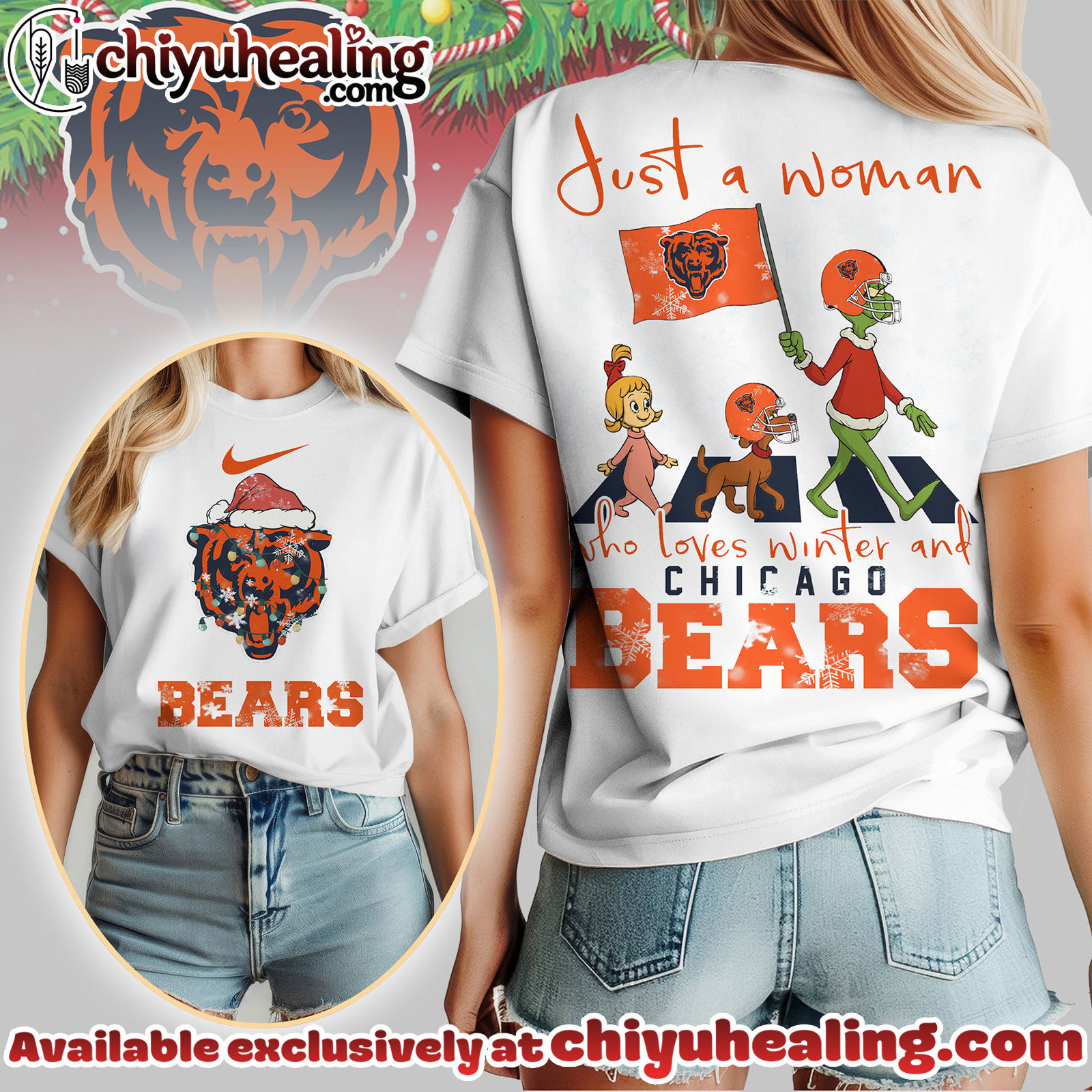 Chicago Bears Premium NFL Just A Woman Who Loves Winter 3D Shirt, Hoodie, Sweatshirt, All Team NFL