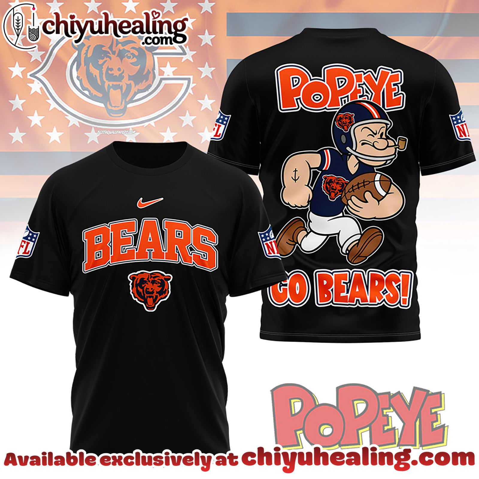 Chicago Bears Premium NFL Popeye Fan 3D Shirt, Hoodie, Sweatshirt, All Team NFL