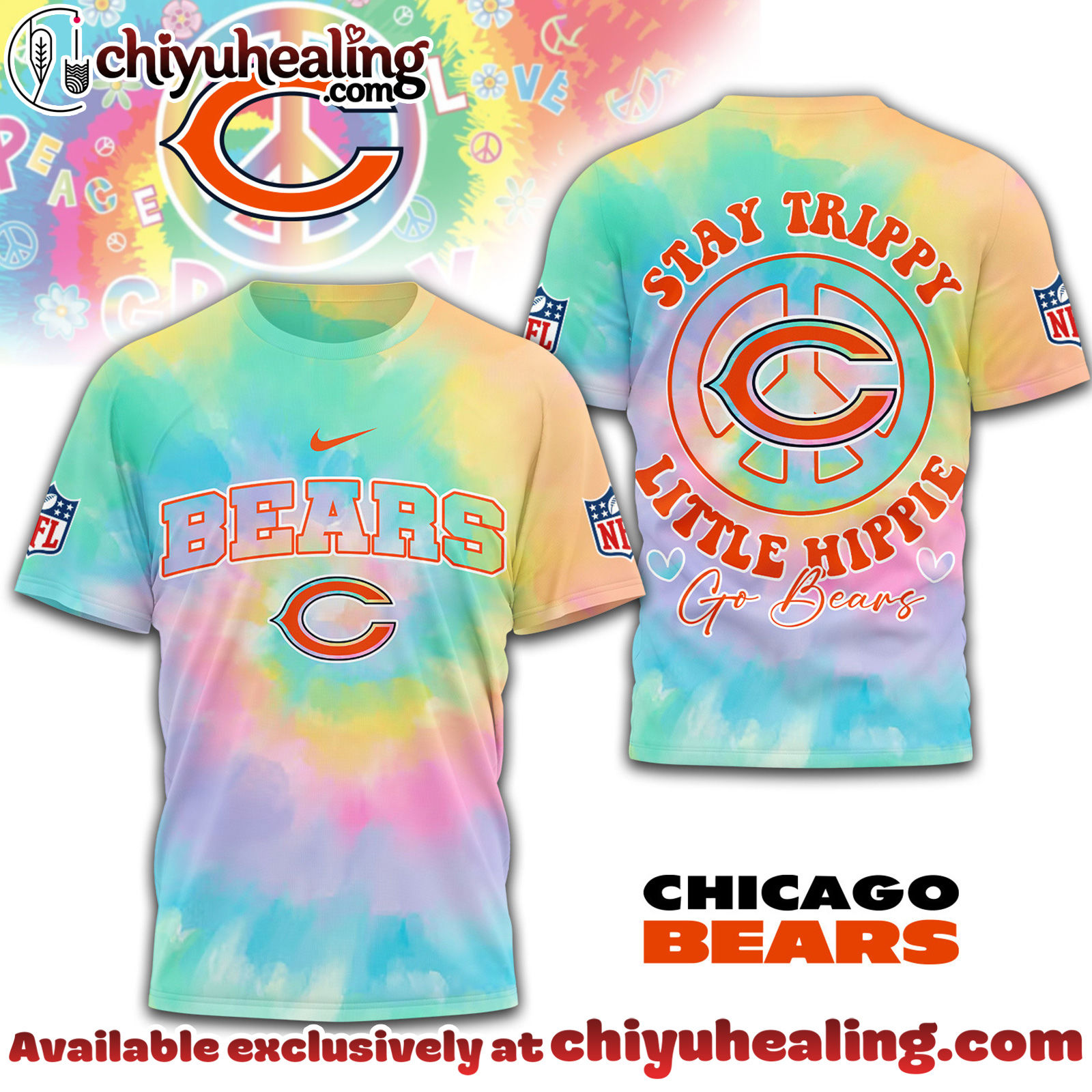 Chicago Bears Premium NFL Stay Trippy Little Hippie 3D Shirt, Hoodie, Sweatshirt, All Team NFL