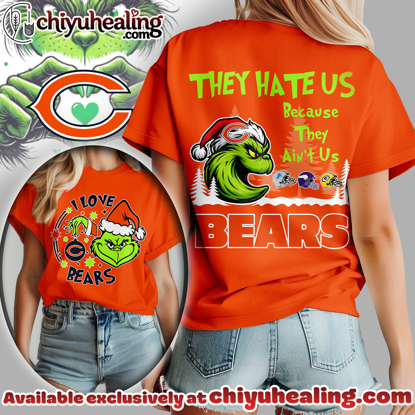 Chicago Bears Premium NFL They Hate Us Grinch Women Shirt, Hoodie, Sweatshirt, All Team NFL