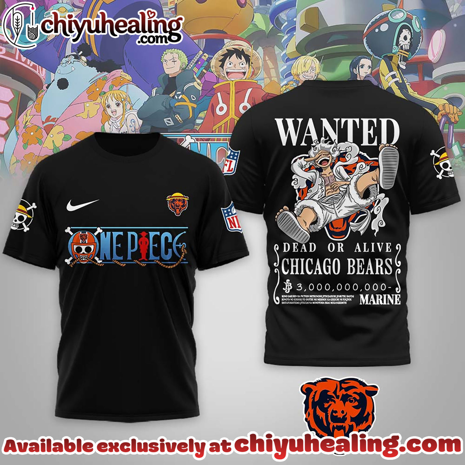 Chicago Bears Premium NFL Wanted Monkey D Luffy 3D Shirt, Hoodie, Sweatshirt, All Team NFL