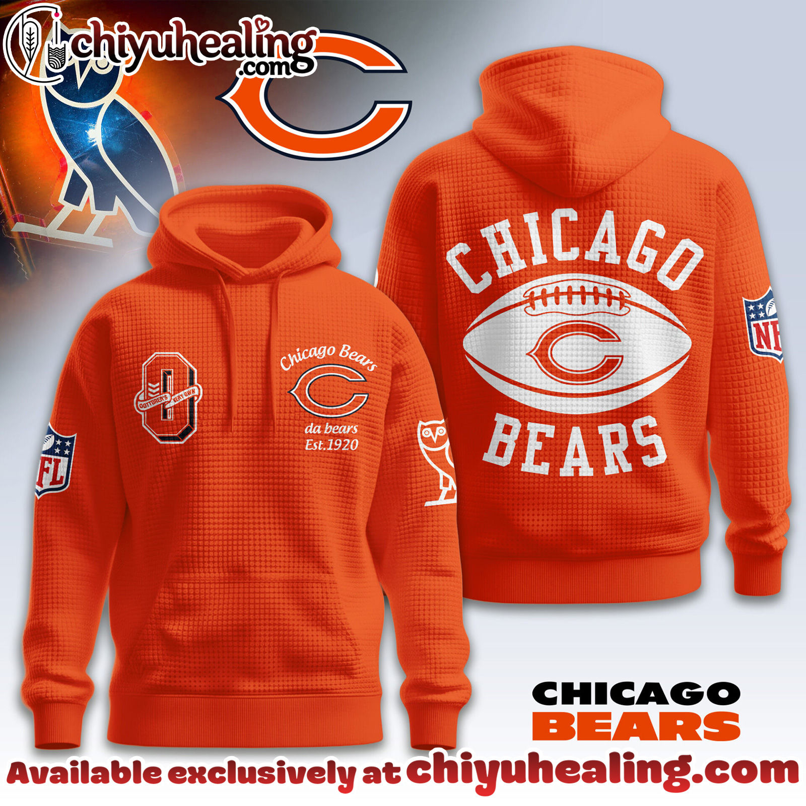 Chicago Bears Premium NFL x OVO 3D Waffle Hoodie, Sweatshirt, Shirt, All Team NFL