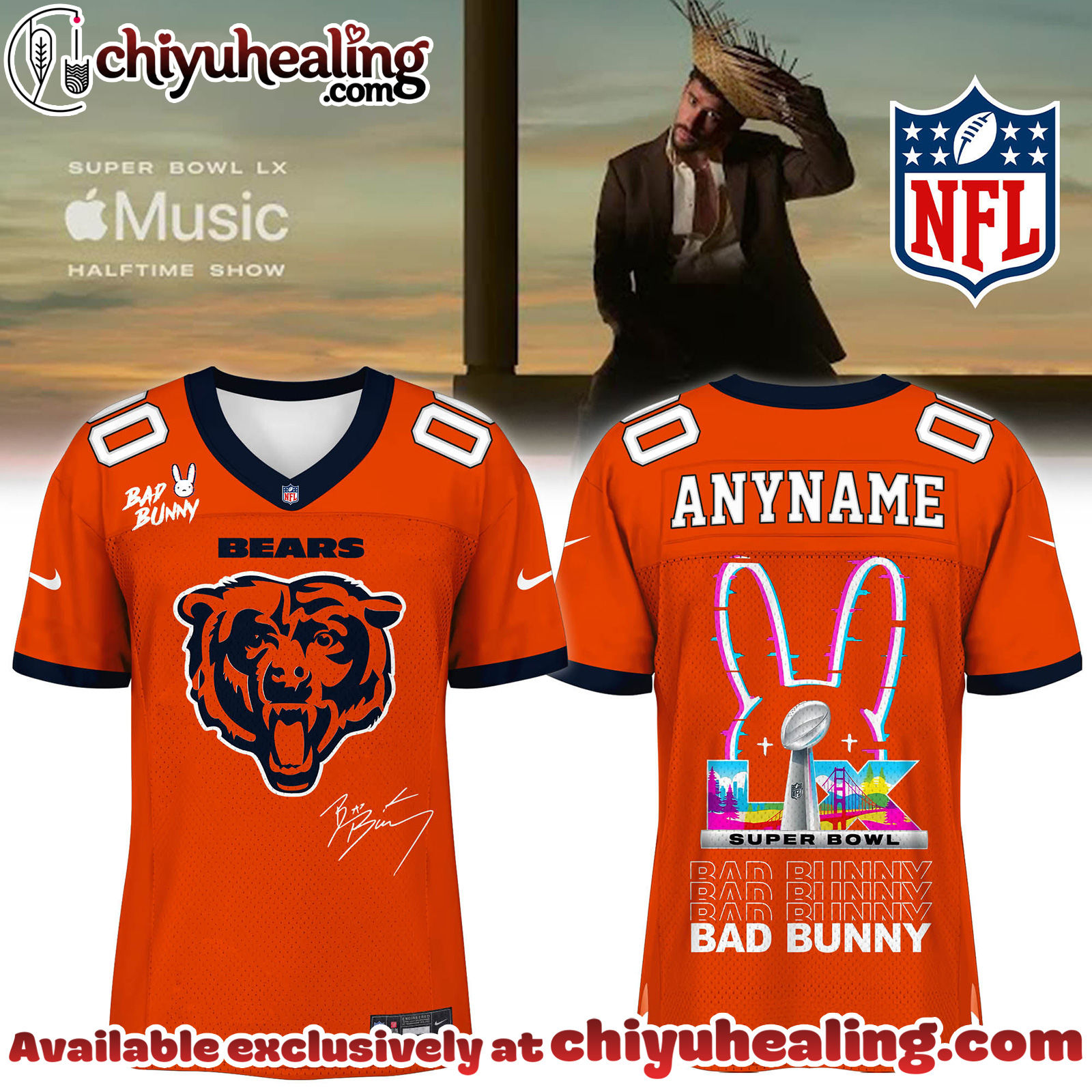 Chicago Bears x Bad Bunny Super Bowl Football Jersey Limited Edition