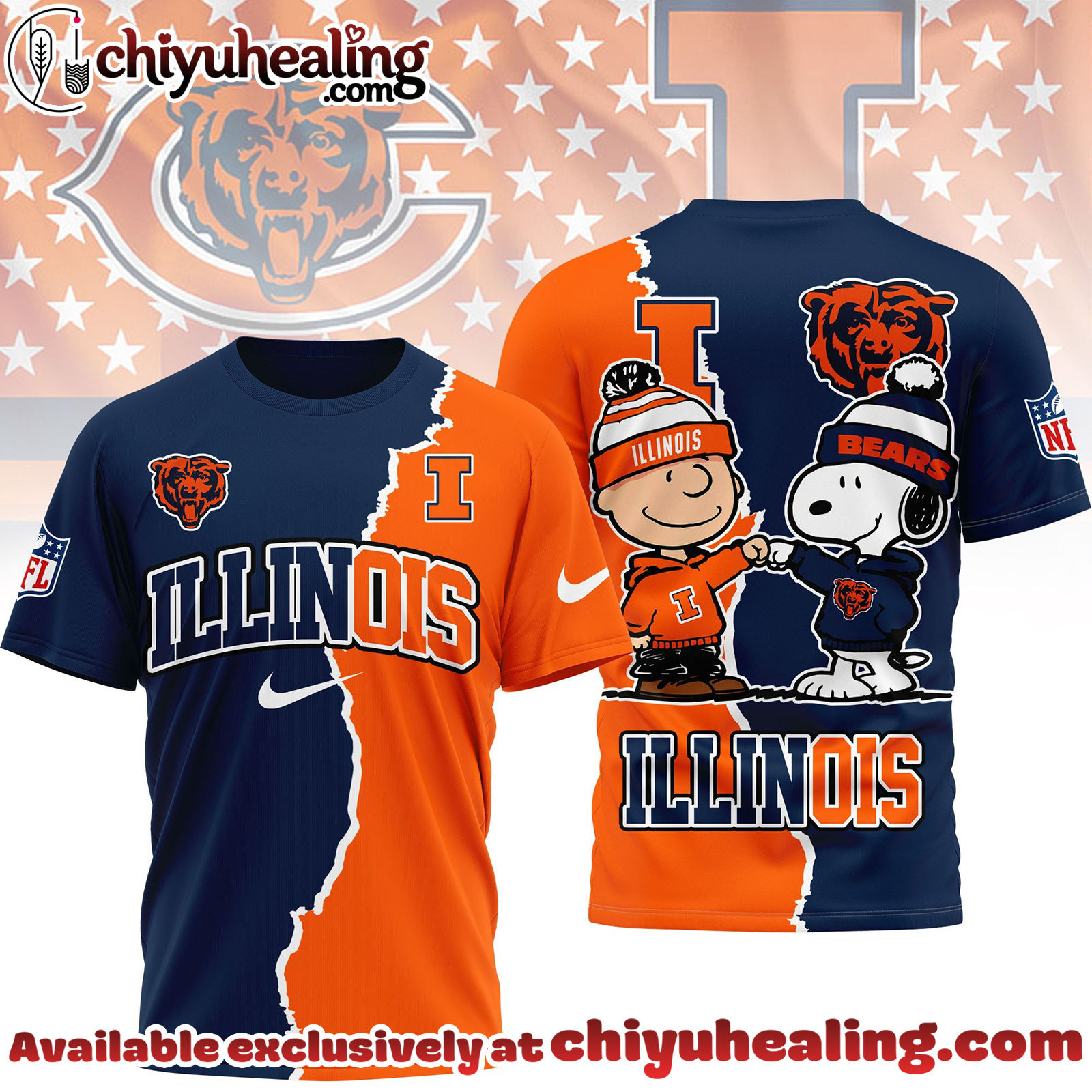 Chicago Bears x Illinois Fighting Illini Premium NFL Team x NCAA Team Fusion 3D Shirt, Hoodie, Sweatshirt