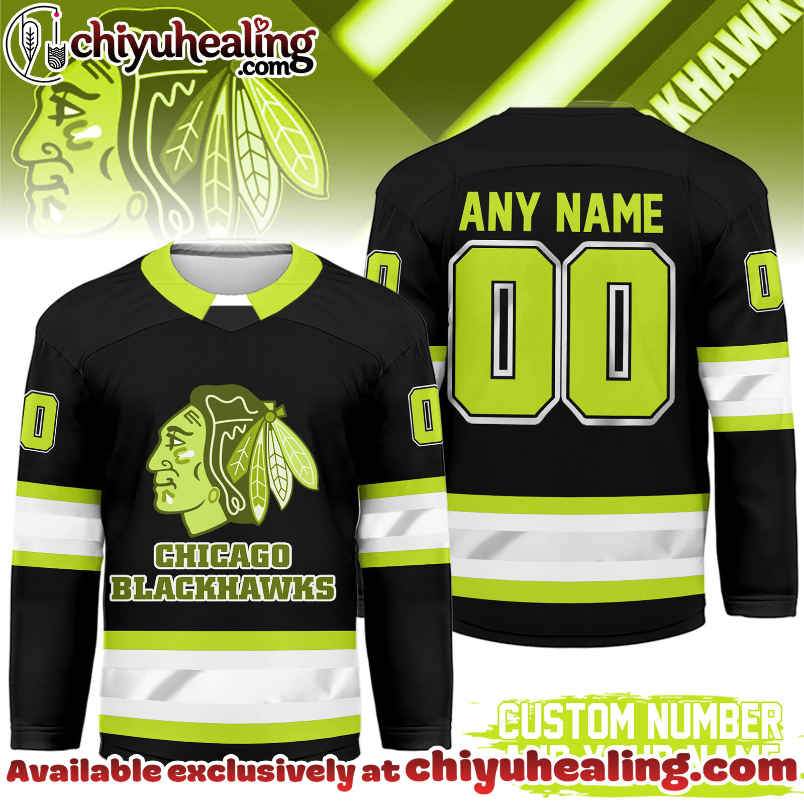 Chicago Blackhawks Premium NHL Hi-Vis Hockey Spirit Custom Name and Number Jersey