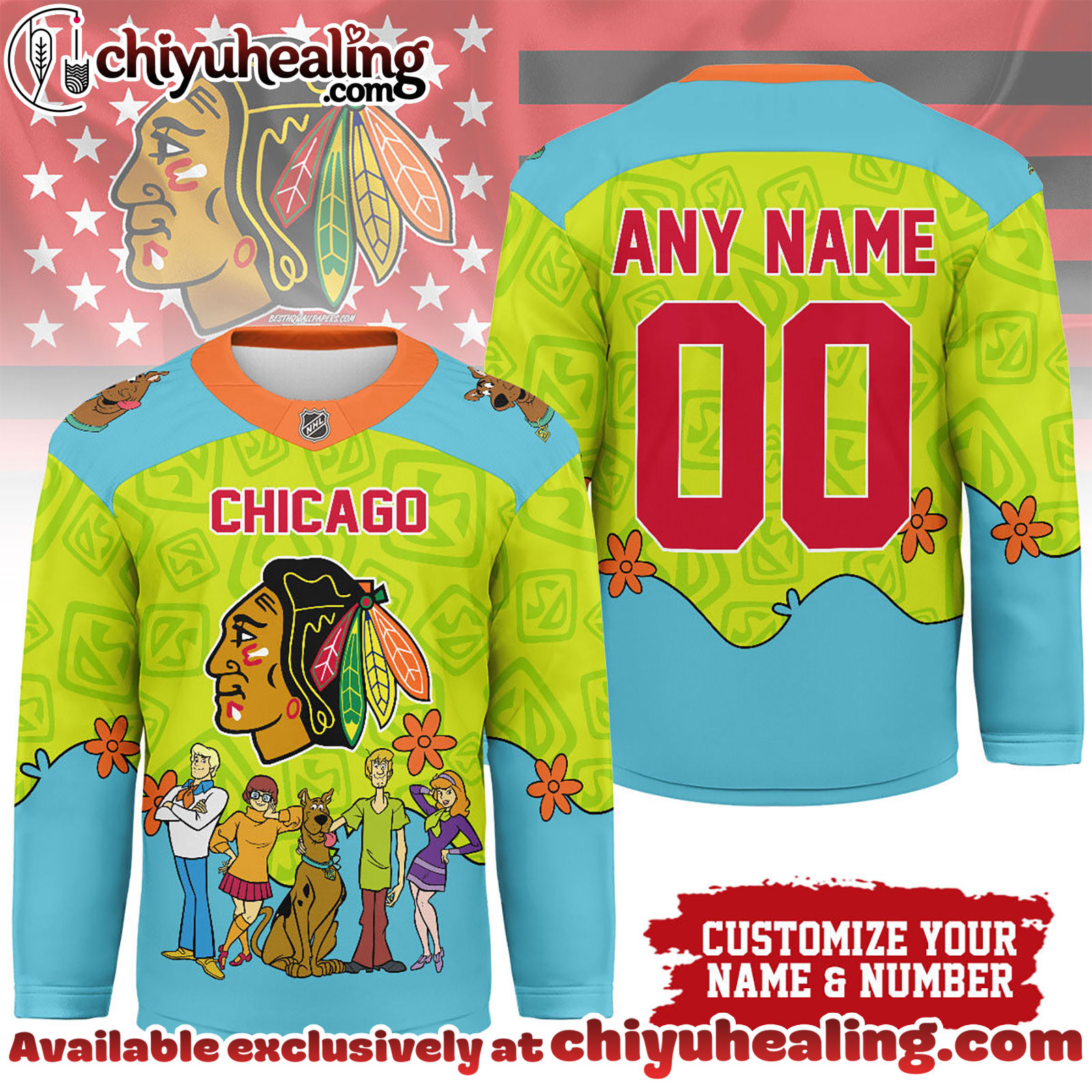 Chicago Blackhawks Premium NHL Scooby Doo Hockey Jersey