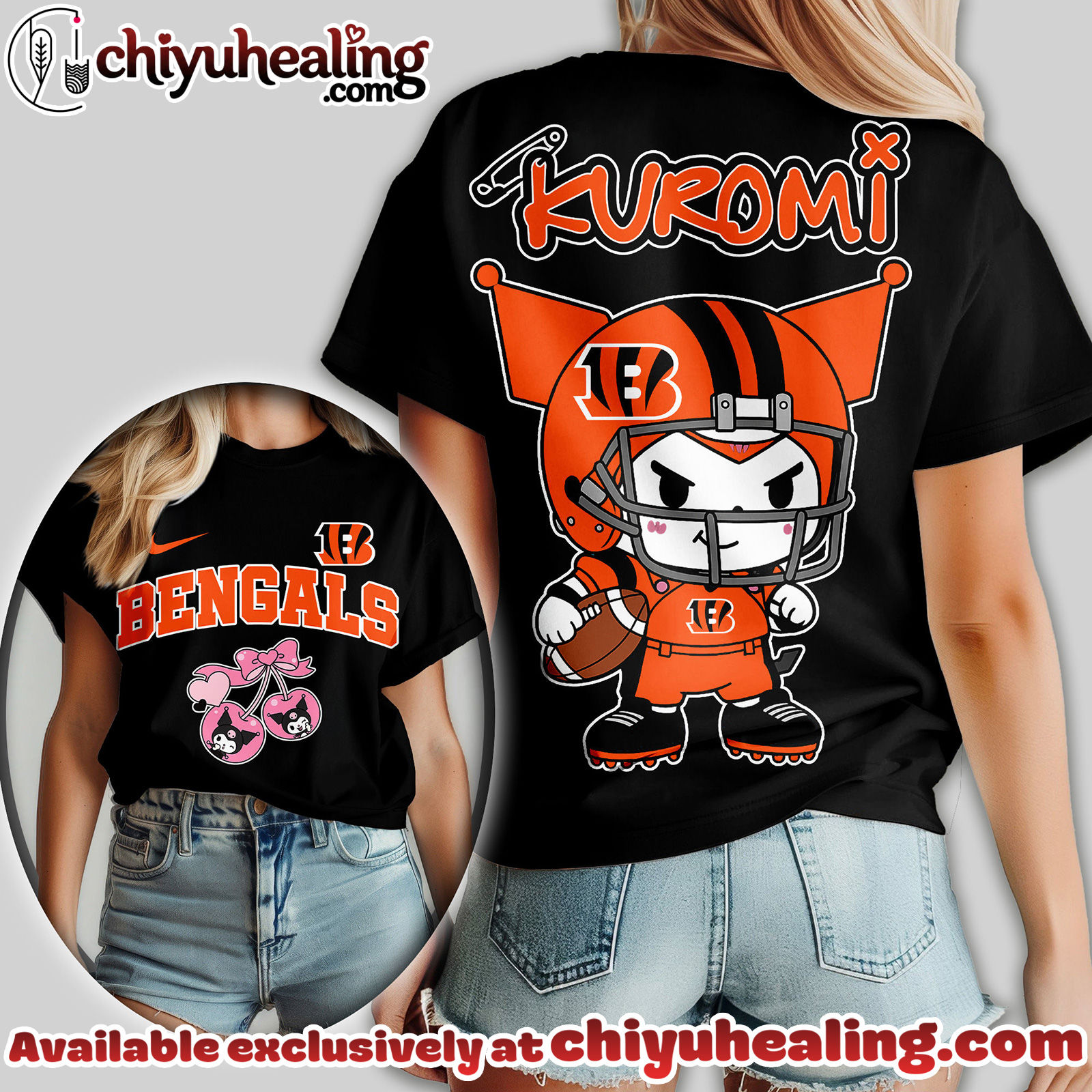 Cincinnati Bengals Premium NFL Kuromi Women Shirt Cincinnati Bengals Premium NFL Kuromi Women Shirt