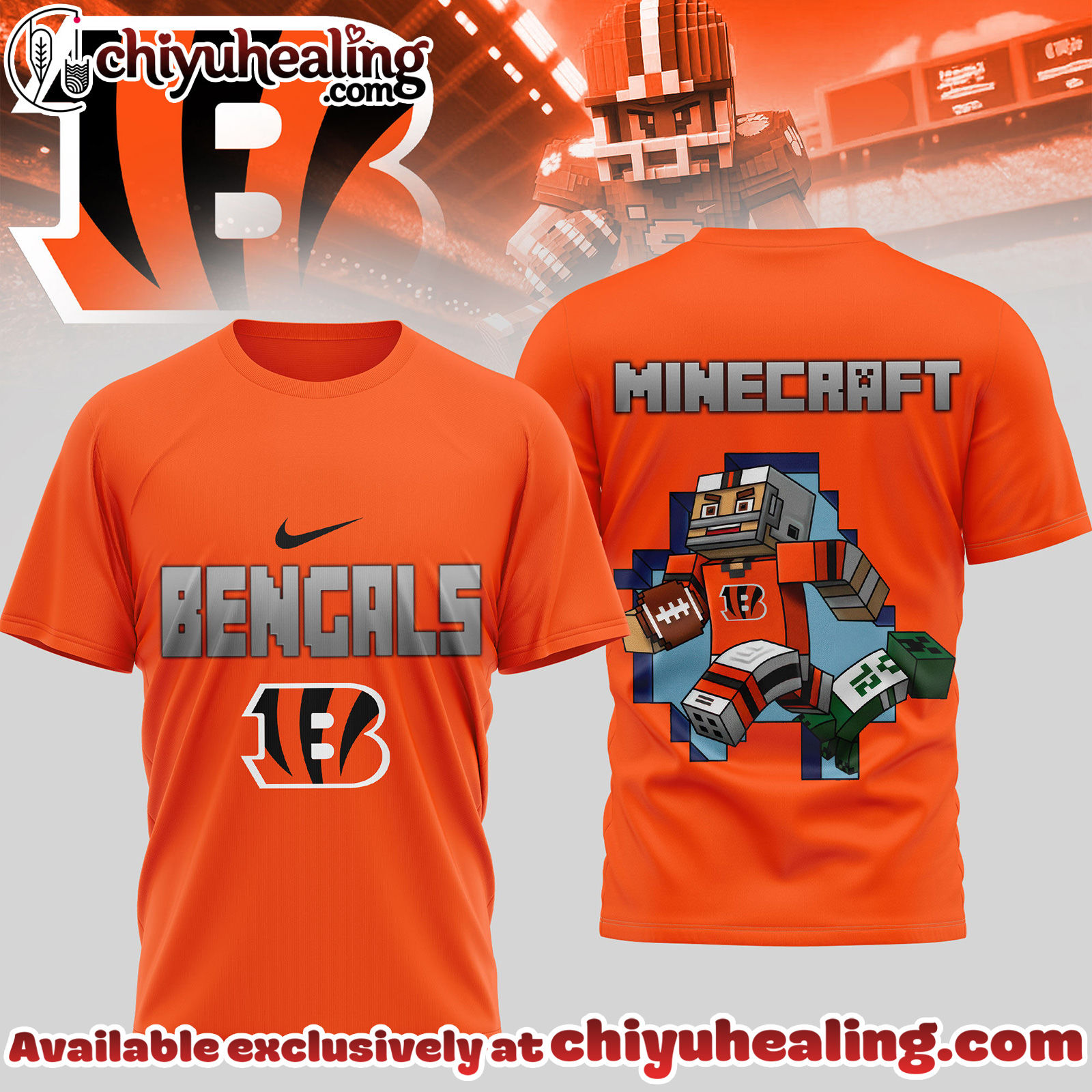 Cincinnati Bengals Premium NFL Minecraft 3D Shirt
