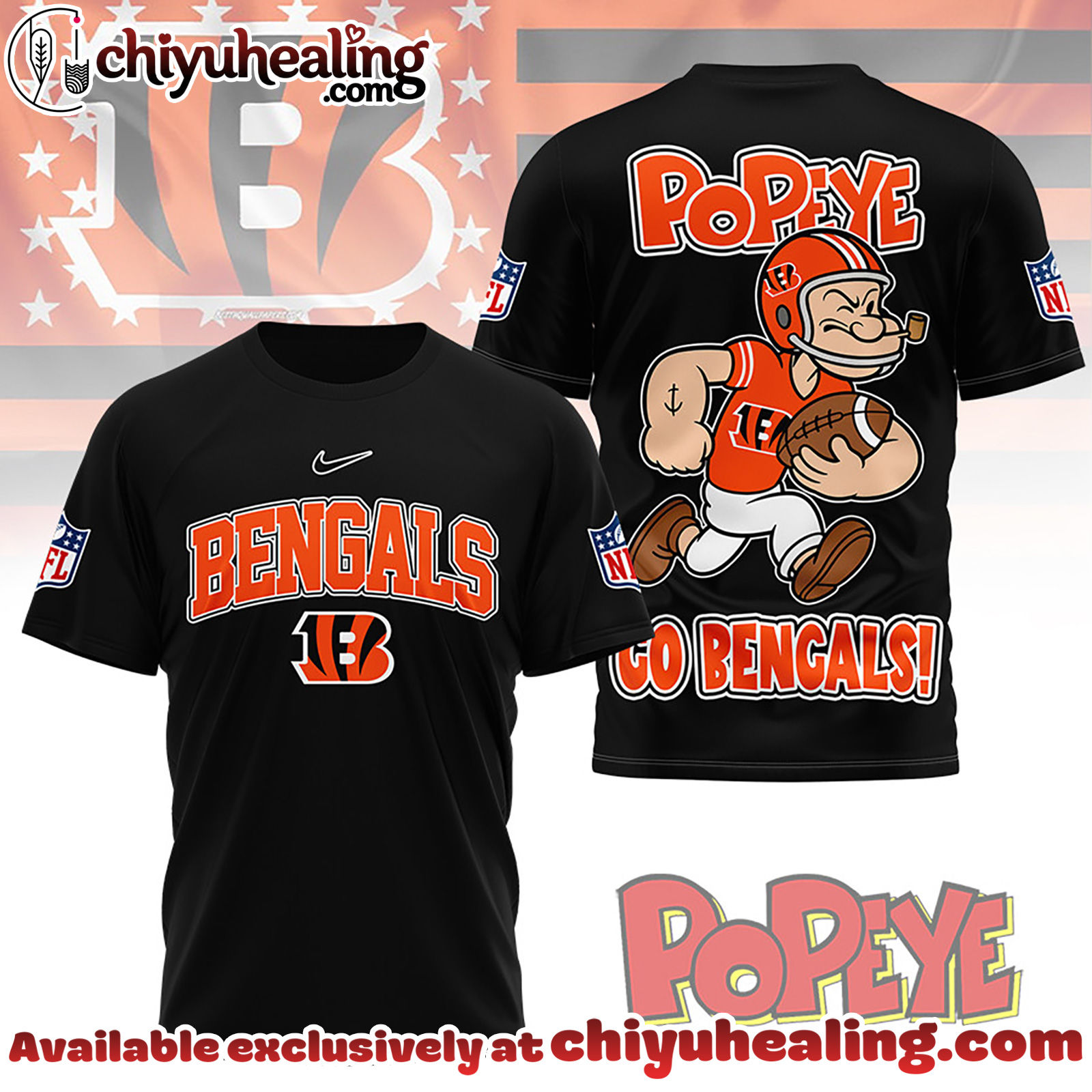 Cincinnati Bengals Premium NFL Popeye Fan 3D Shirt, Hoodie, Sweatshirt, All Team NFL