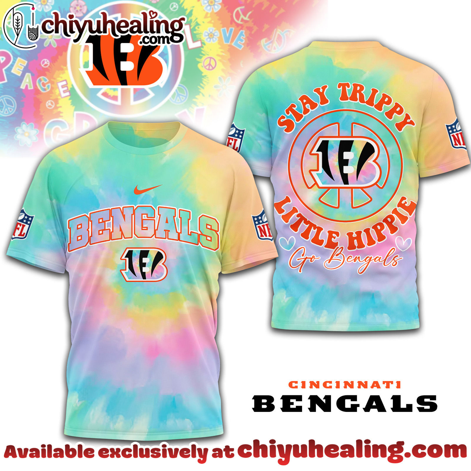 Cincinnati Bengals Premium NFL Stay Trippy Little Hippie 3D Shirt, Hoodie, Sweatshirt, All Team NFL