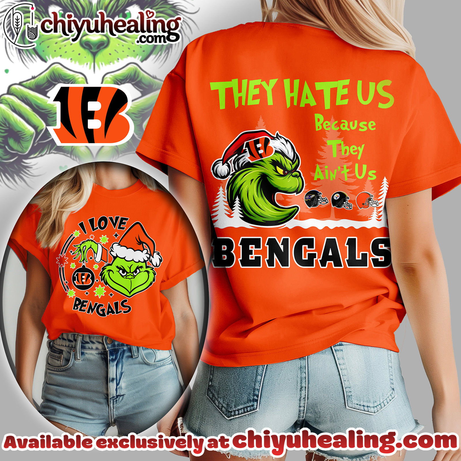 Cincinnati Bengals Premium NFL They Hate Us Grinch Women Shirt, Hoodie, Sweatshirt, All Team NFL