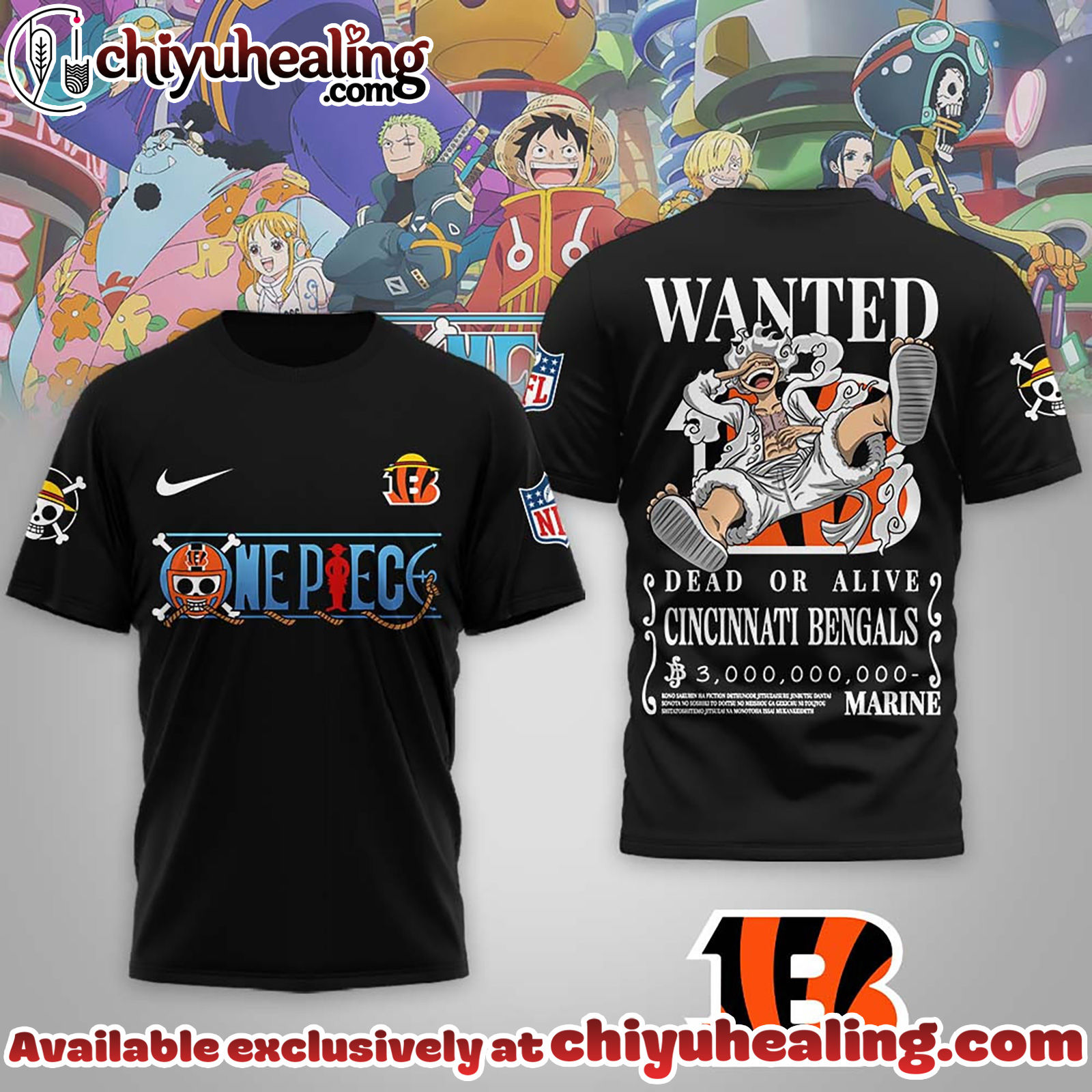 Cincinnati Bengals Premium NFL Wanted Monkey D Luffy 3D Shirt, Hoodie, Sweatshirt, All Team NFL