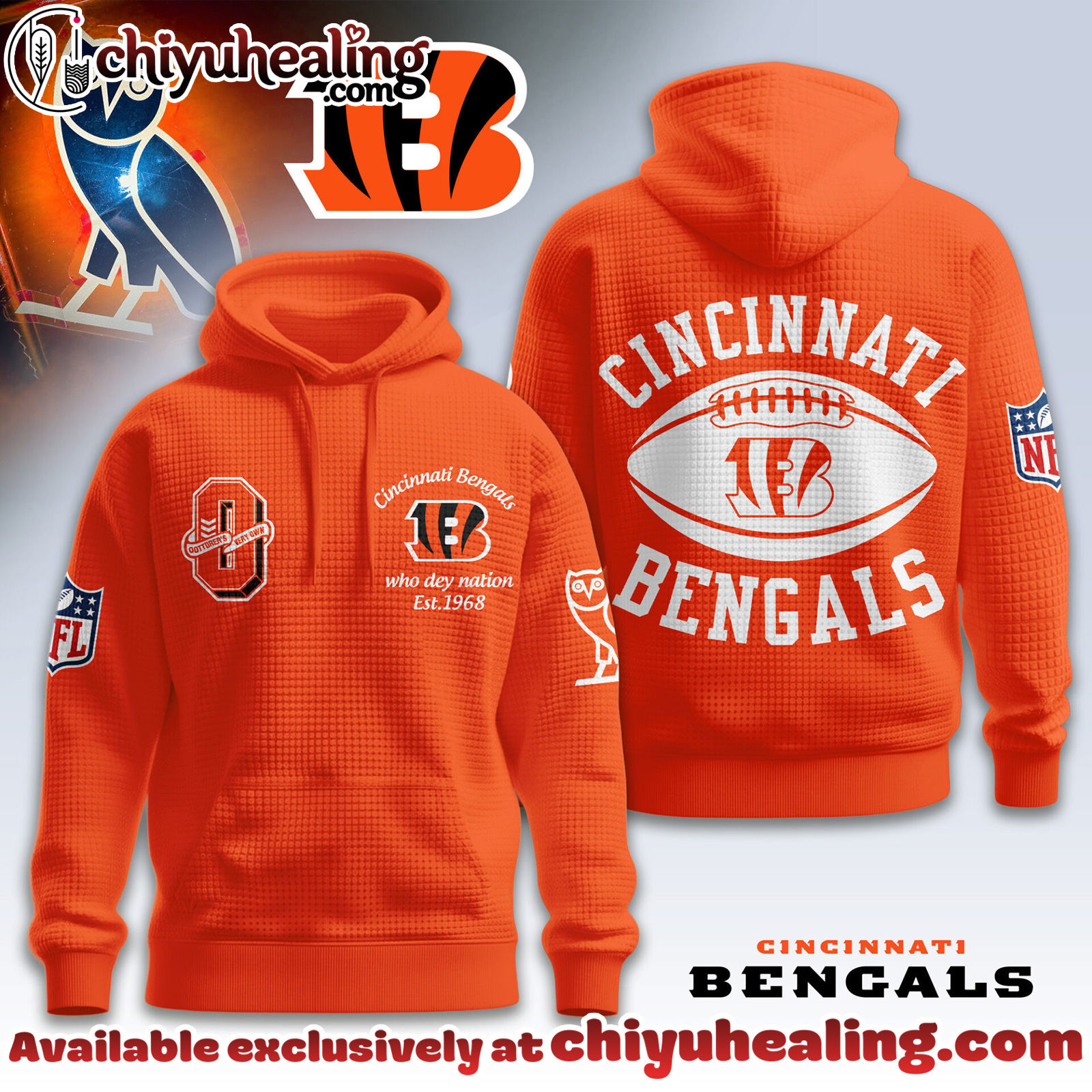 Cincinnati Bengals Premium NFL x OVO 3D Waffle Hoodie, Sweatshirt, Shirt, All Team NFL