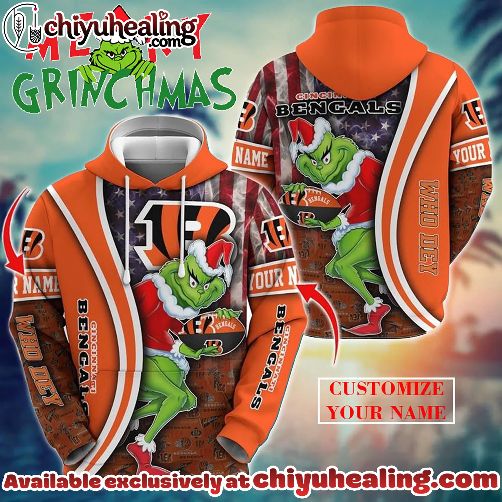 Cincinnati Bengals x The Grinch Christmas Football Hoodie Limited Edition-3D Unisex Hoodie