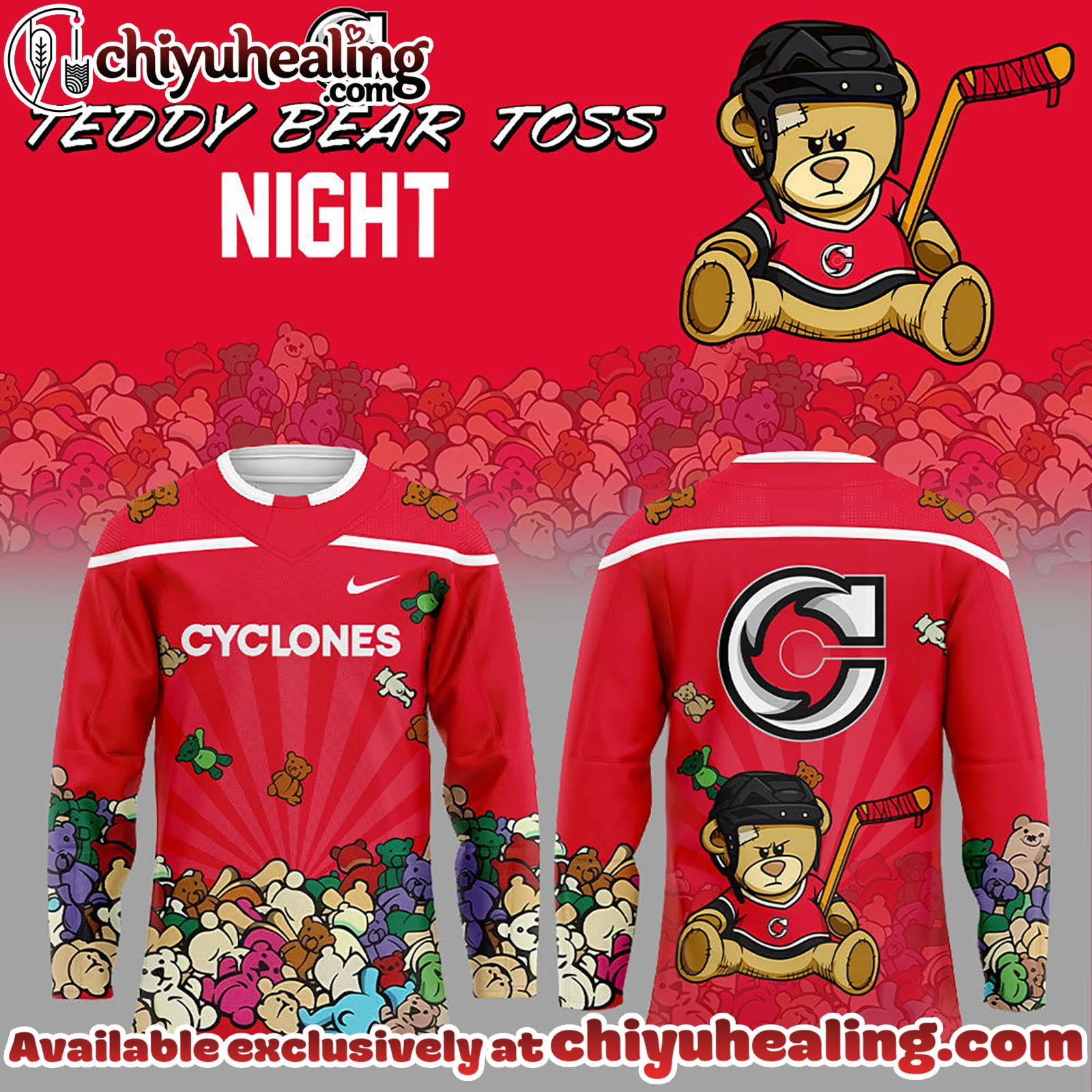 Cincinnati Cyclones x Teddy Bear Toss Night Hockey Jersey, ALL Team NHL
