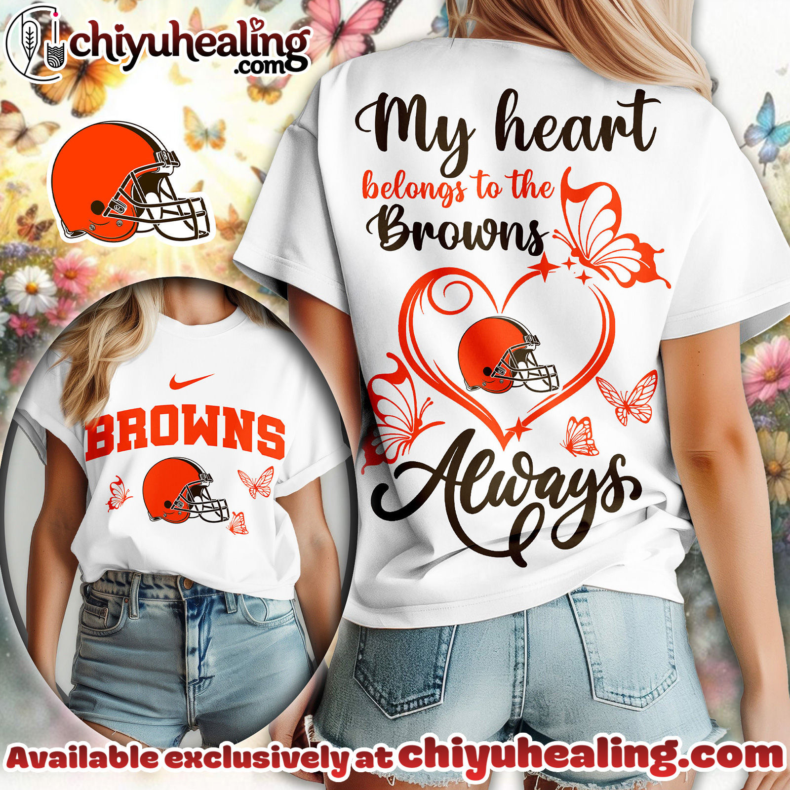 Cleveland Browns Premium NFL Butterfly Women Shirt, Hoodie, Sweatshirt