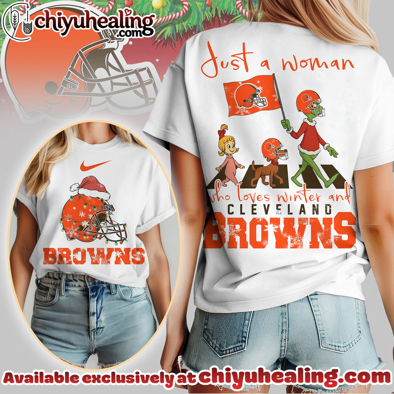 Cleveland Browns Premium NFL Just A Woman Who Loves Winter 3D Shirt, Hoodie, Sweatshirt, All Team NFL