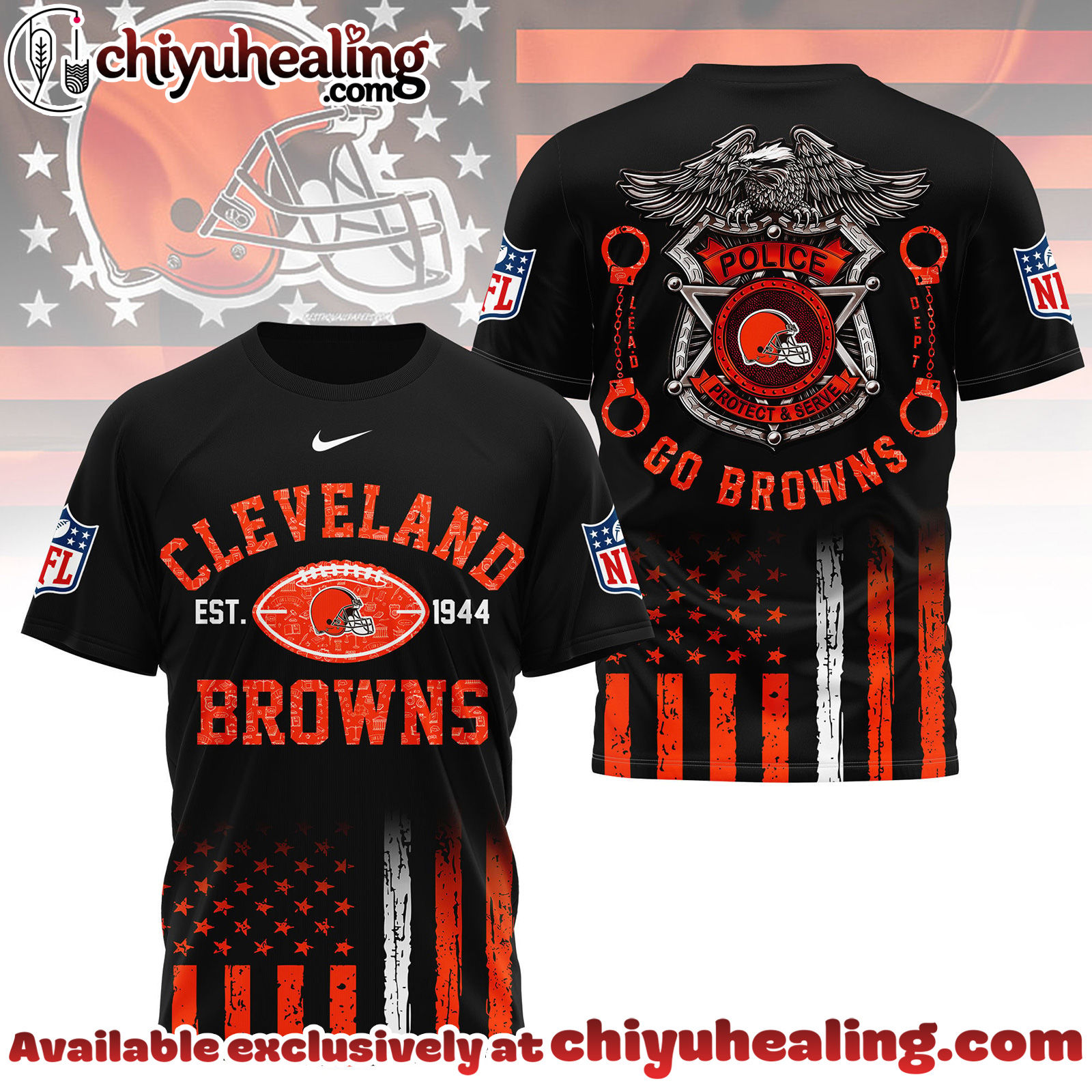Cleveland Browns Premium NFL Law Enforcement Tribute 3D Shirt Cleveland Browns Premium NFL Law Enforcement Tribute 3D Shirt