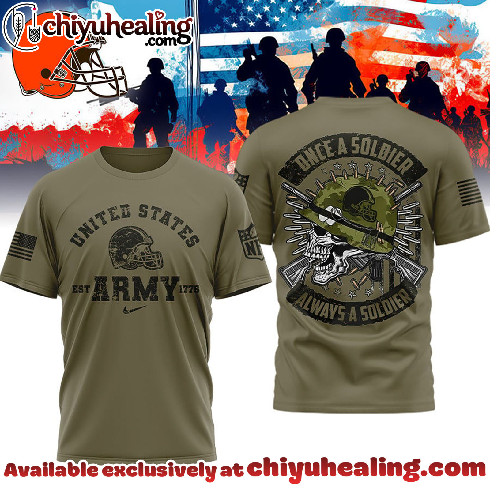 Cleveland Browns Premium NFL Once A Soldier Always A Soldier 3D Shirt, Hoodie, Sweatshirt