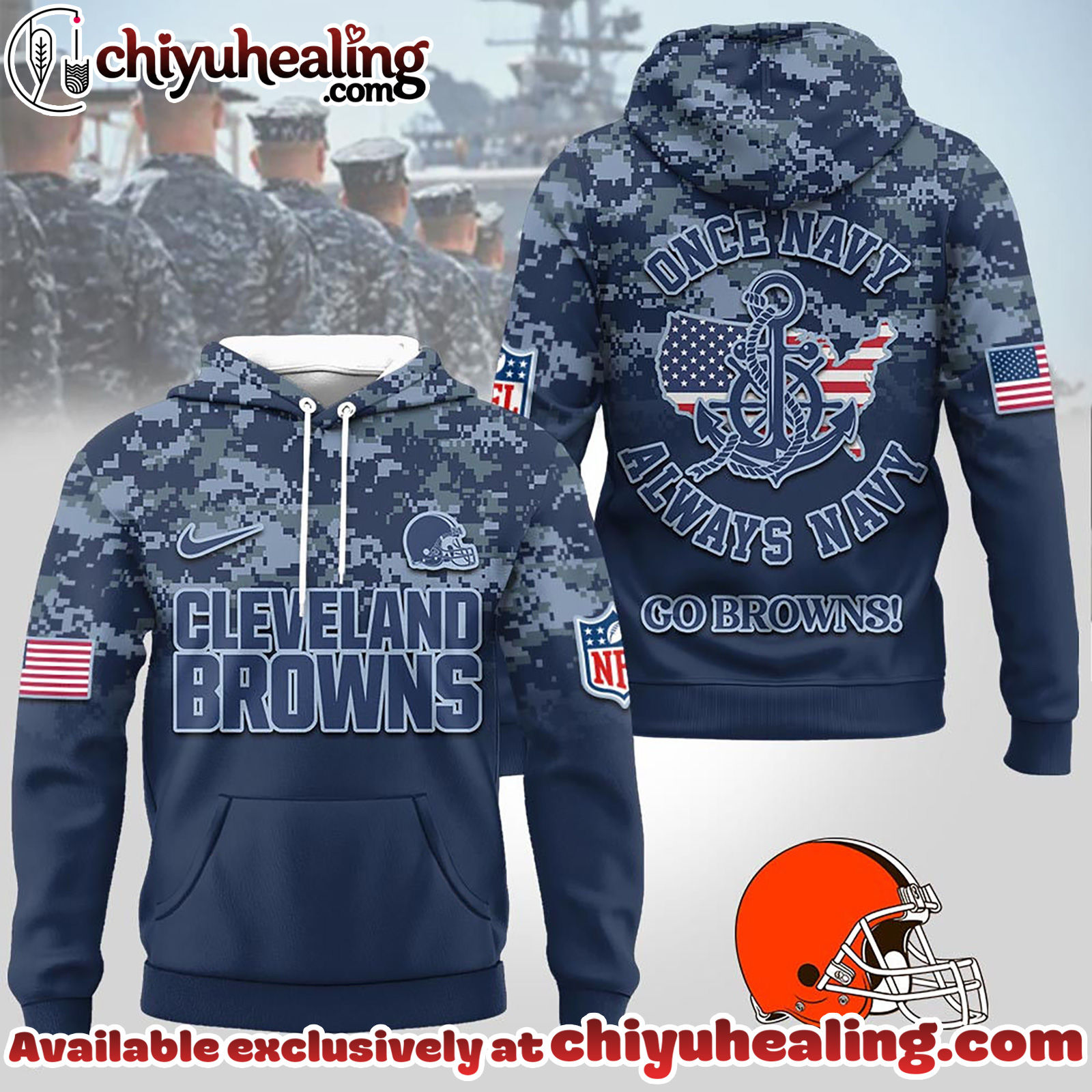 Cleveland Browns Premium NFL US Navy 3D Hoodie, Sweatshirt, T-Shirt, All Team NFL