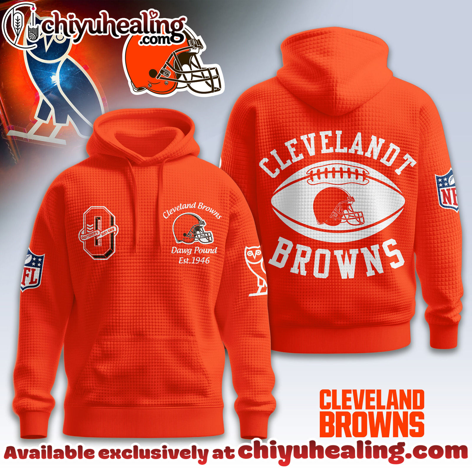 Cleveland Browns Premium NFL x OVO 3D Waffle Hoodie, Sweatshirt, Shirt, All Team NFL