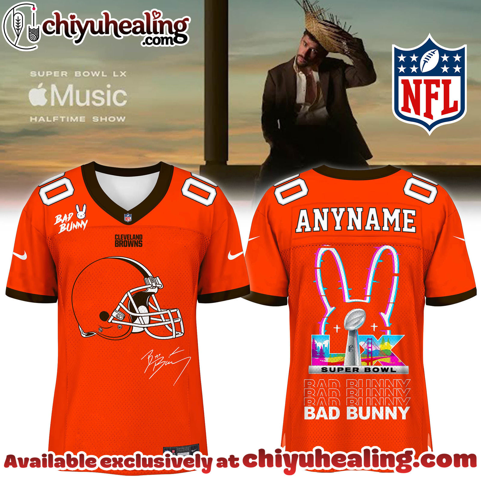 Cleveland Browns x Bad Bunny Super Bowl Football Jersey Limited Edition