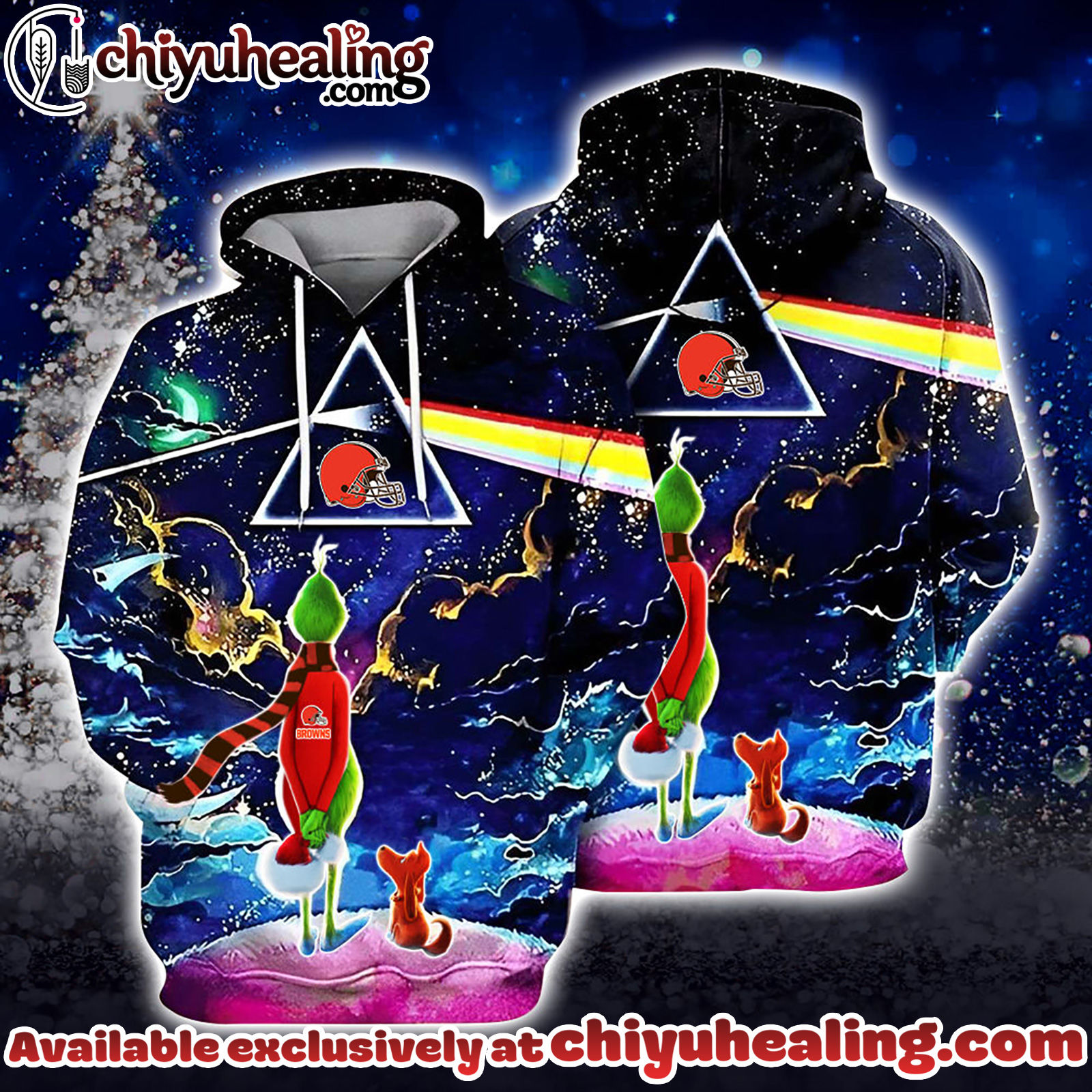 Cleveland Browns x Grinch And Pink Floyd Football Hoodie, T-Shirt, Sweatshirt, All Team NFC Limited Edition-3D